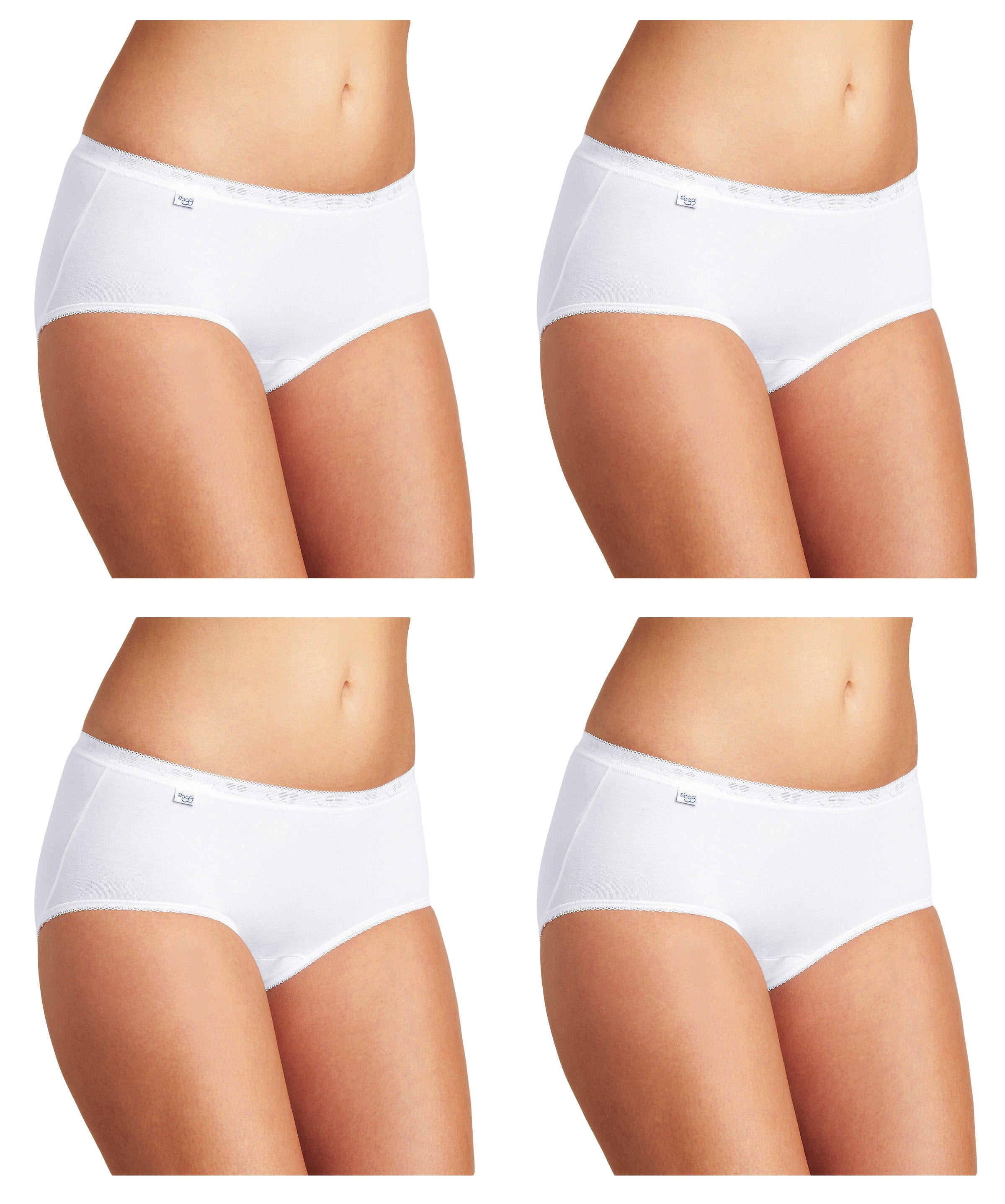 Sloggi Womens Basic Midi Brief - 4 Pack - White