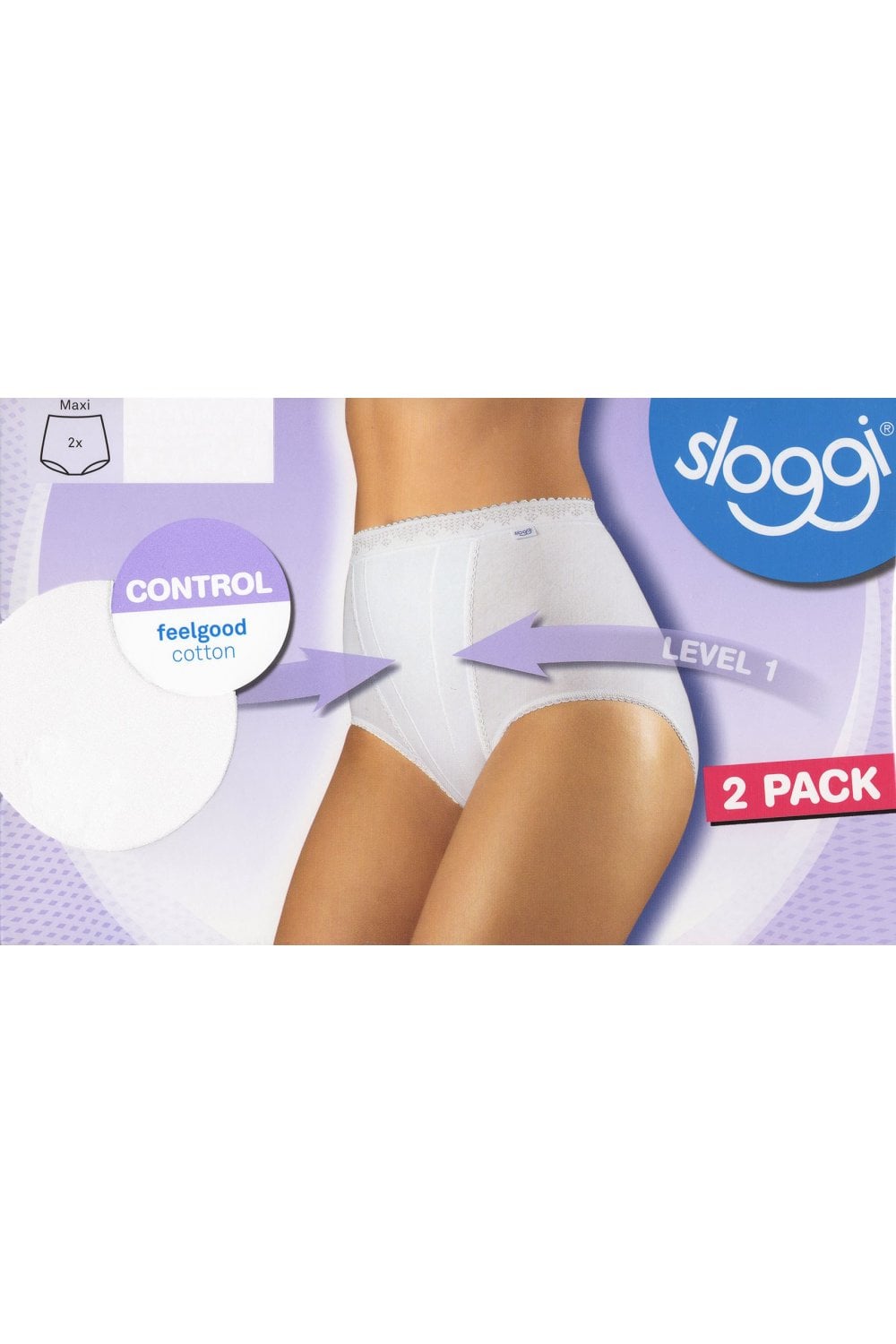 Sloggi Womens Control Maxi Brief 2 Pack - White