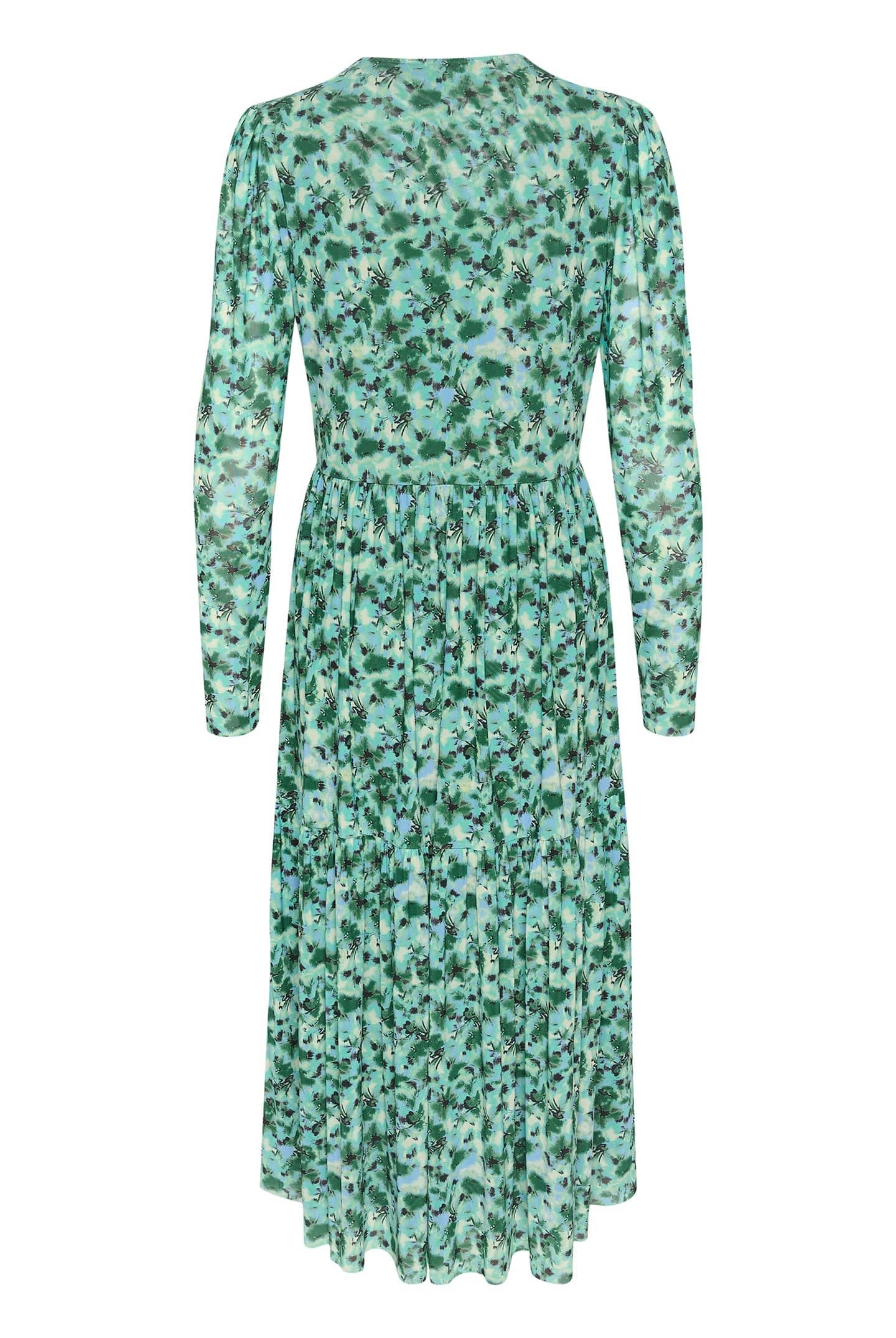 Soaked in Luxury Aldora Nora Mesh Long Sleeve Midi Dress - Green Brushed Floral
