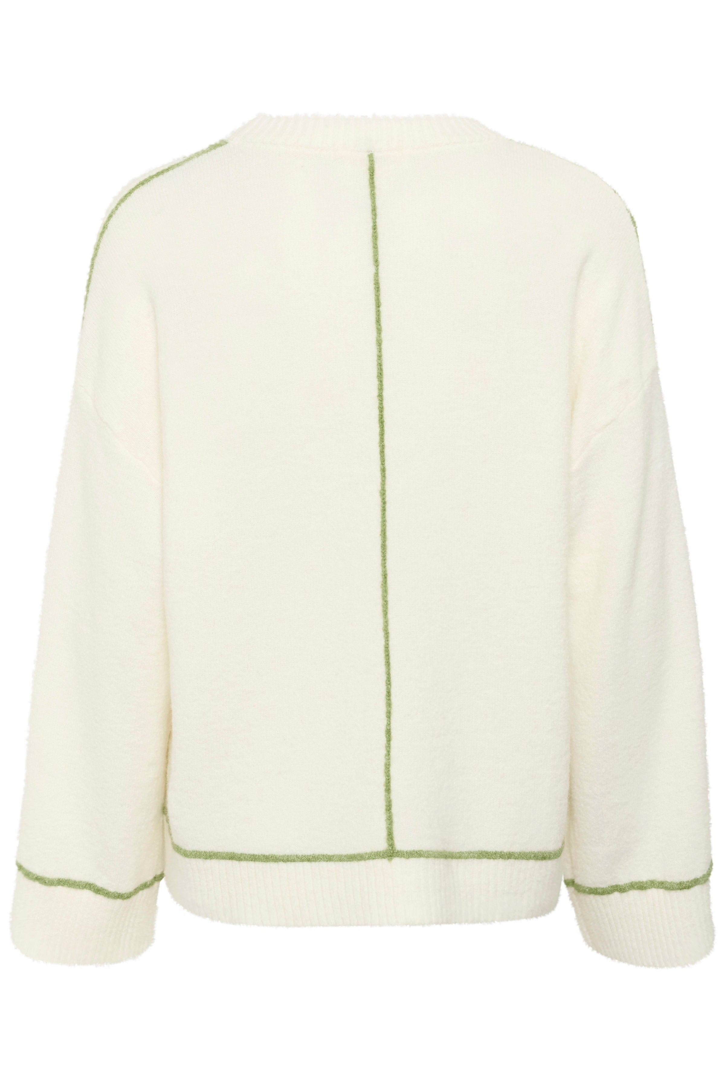 Soaked in Luxury Amani Contrast Stitch Jumper - Broken White