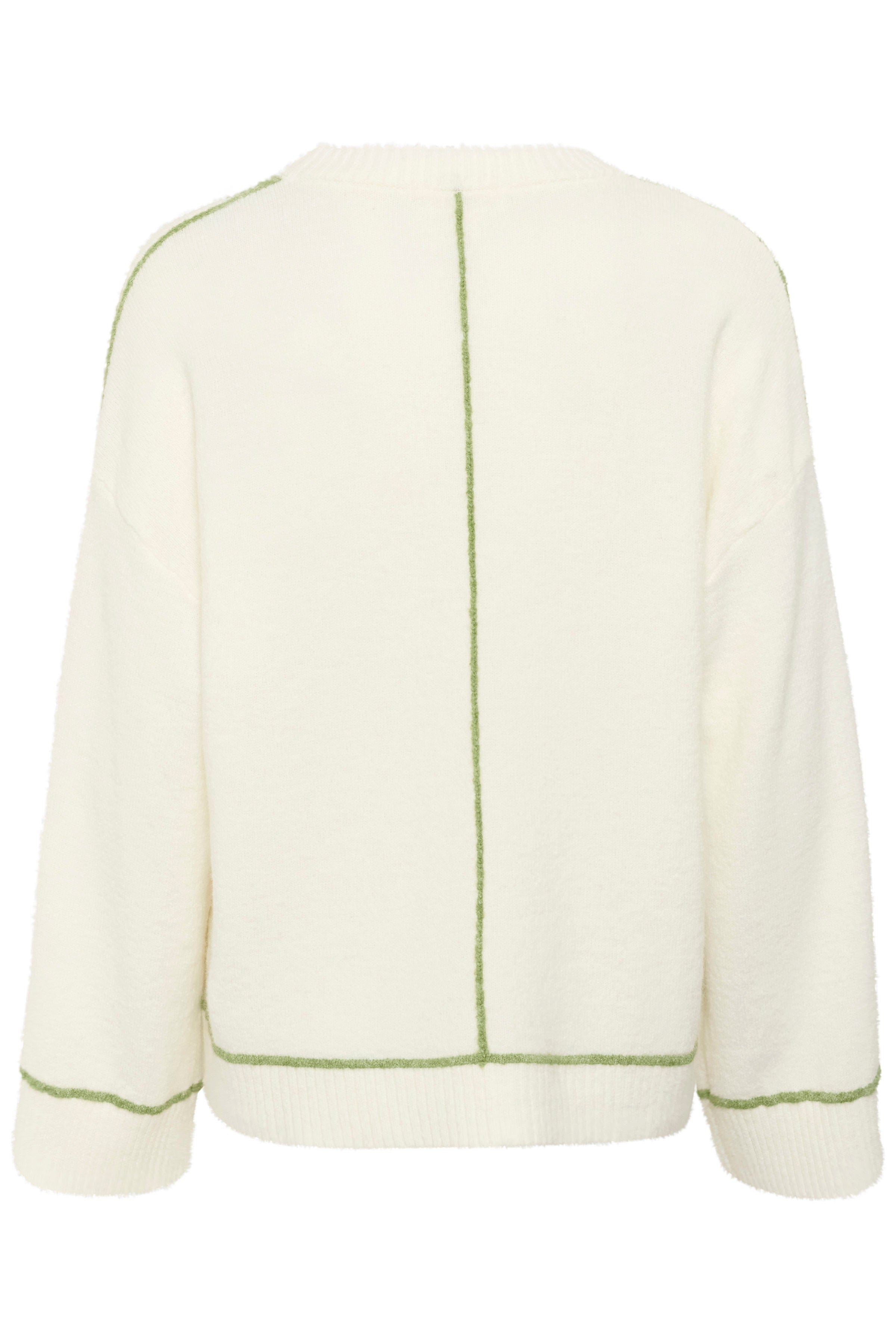 Soaked in Luxury Amani Contrast Stitch Jumper - Broken White