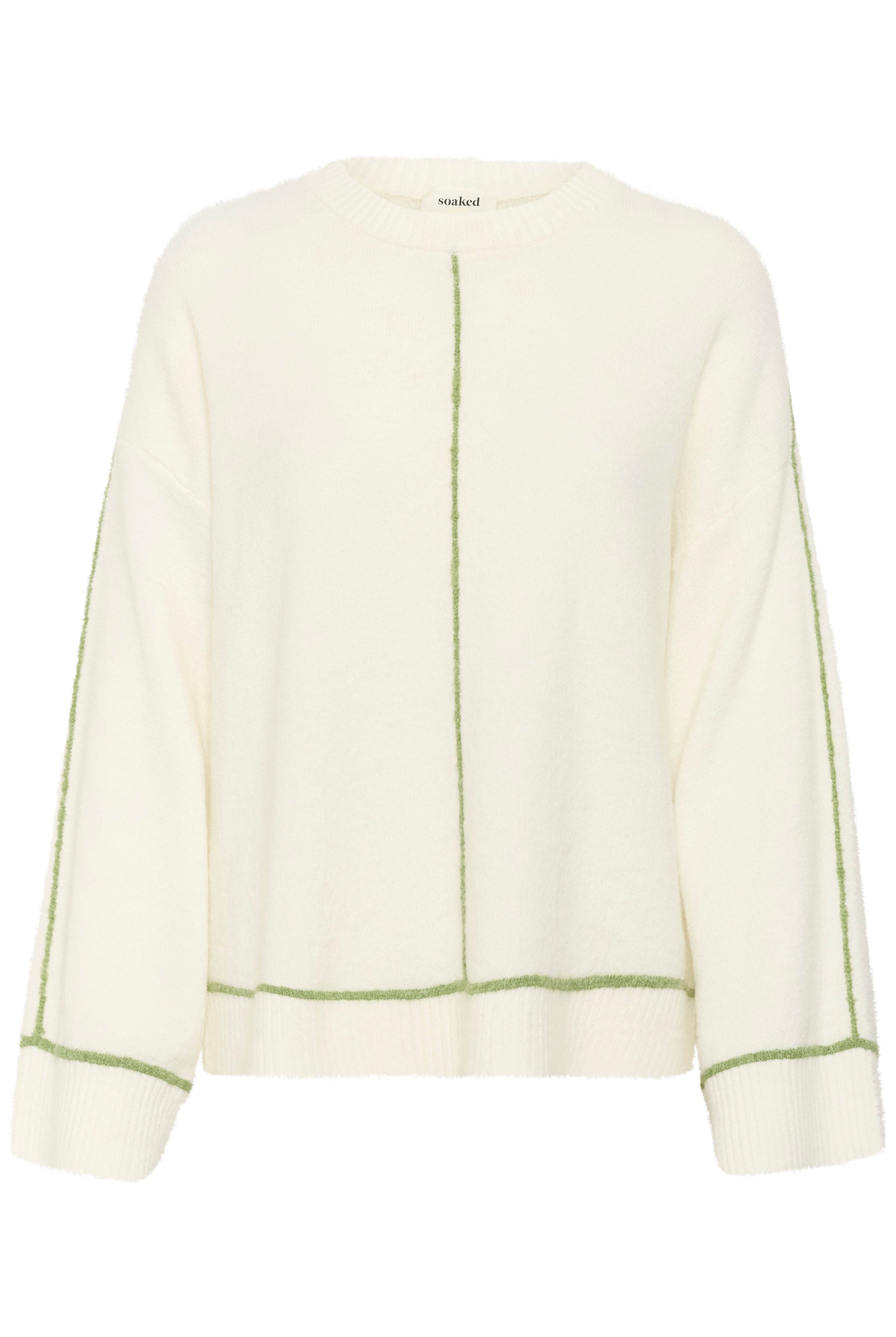 Soaked in Luxury Amani Contrast Stitch Jumper - Broken White