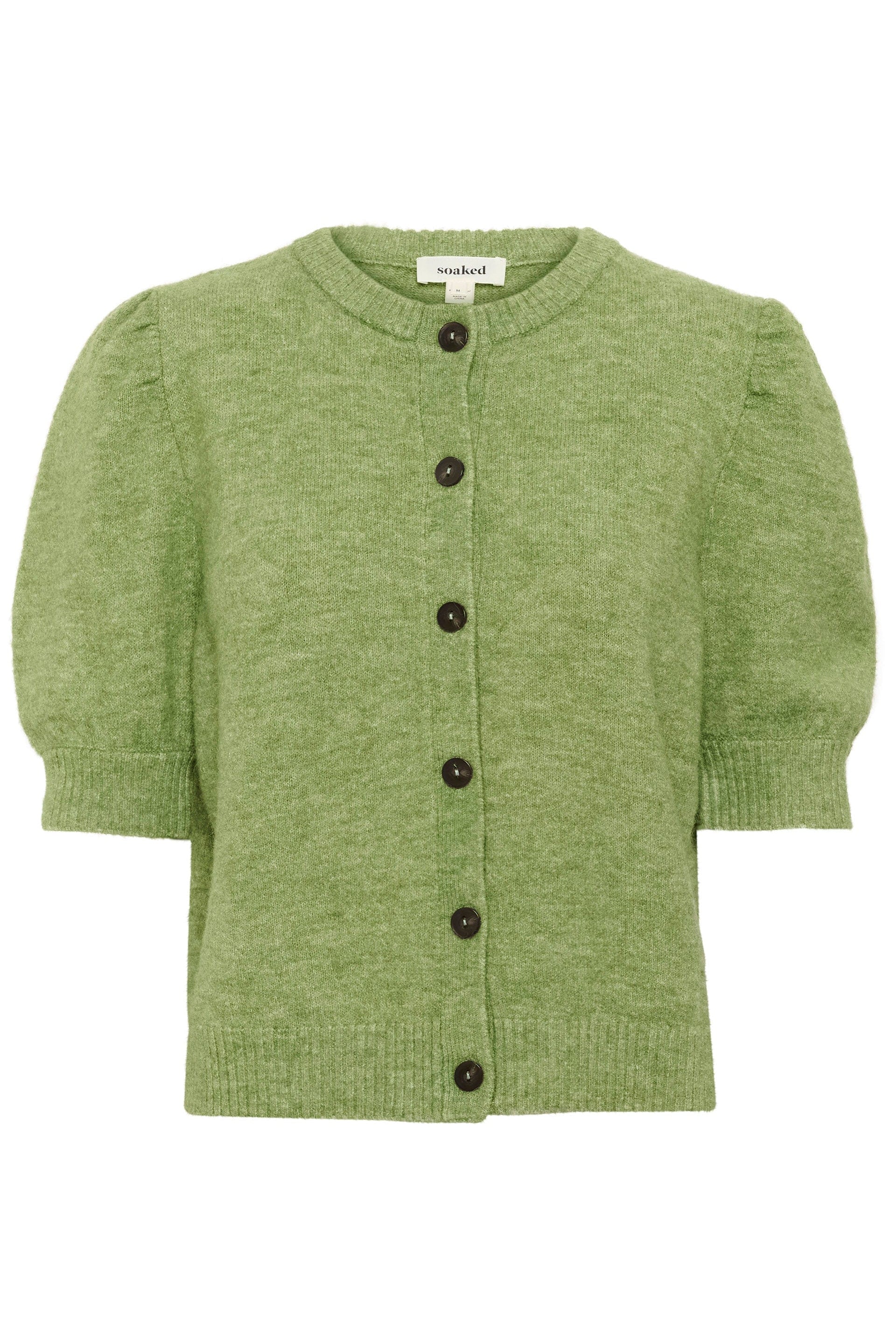Soaked in Luxury Amani Short Sleeve Cardigan - Smoke Green Melange