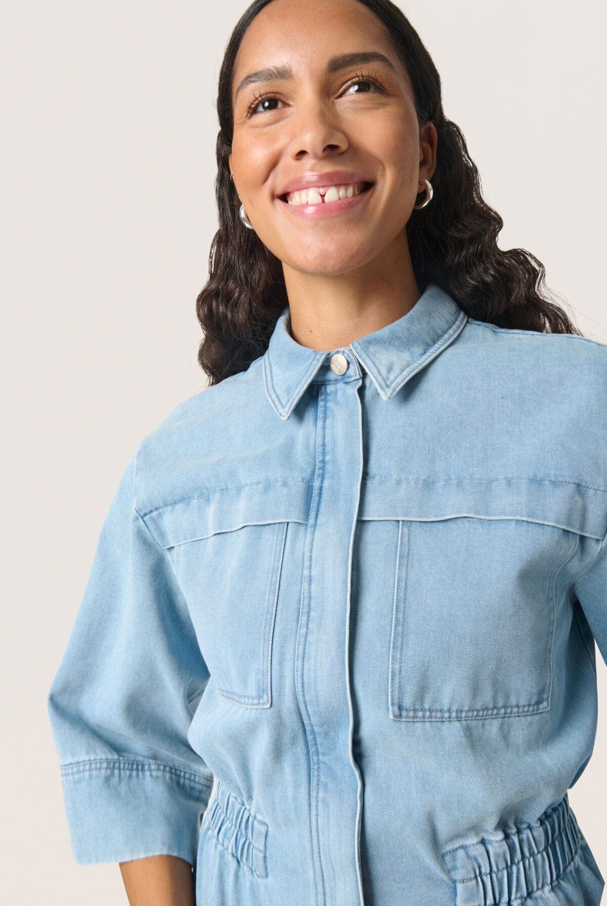 Soaked in Luxury Annabeth Denim Dress - Light Blue