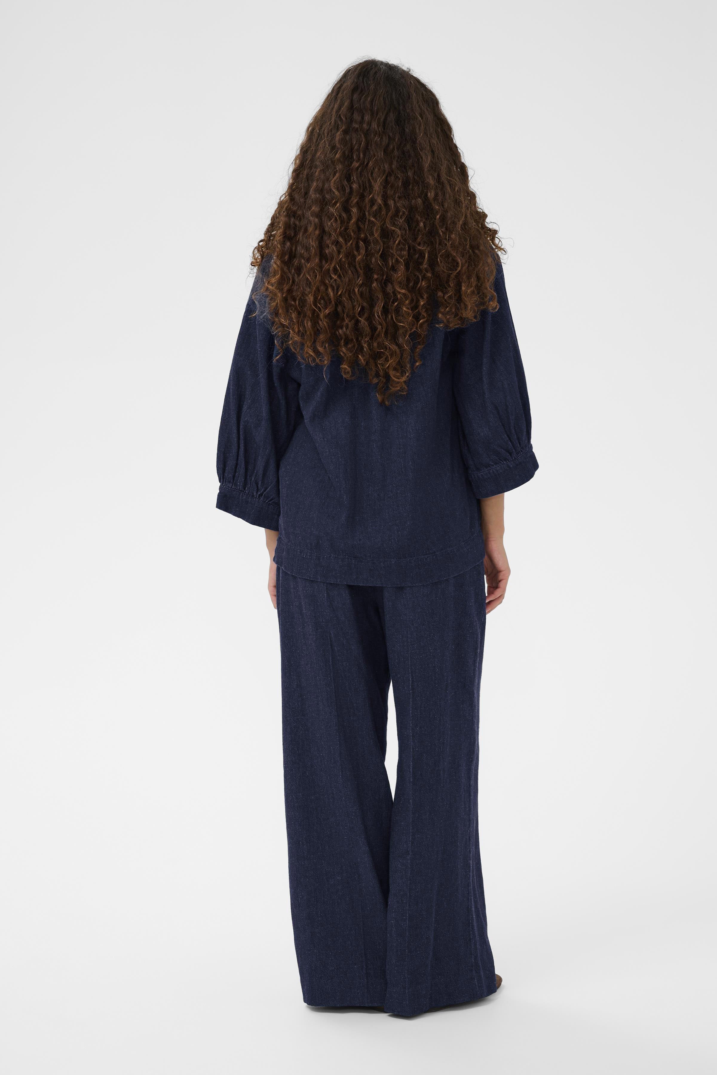 Soaked in Luxury Chaman 3/4 Sleeve Blouse - Dark Blue Denim