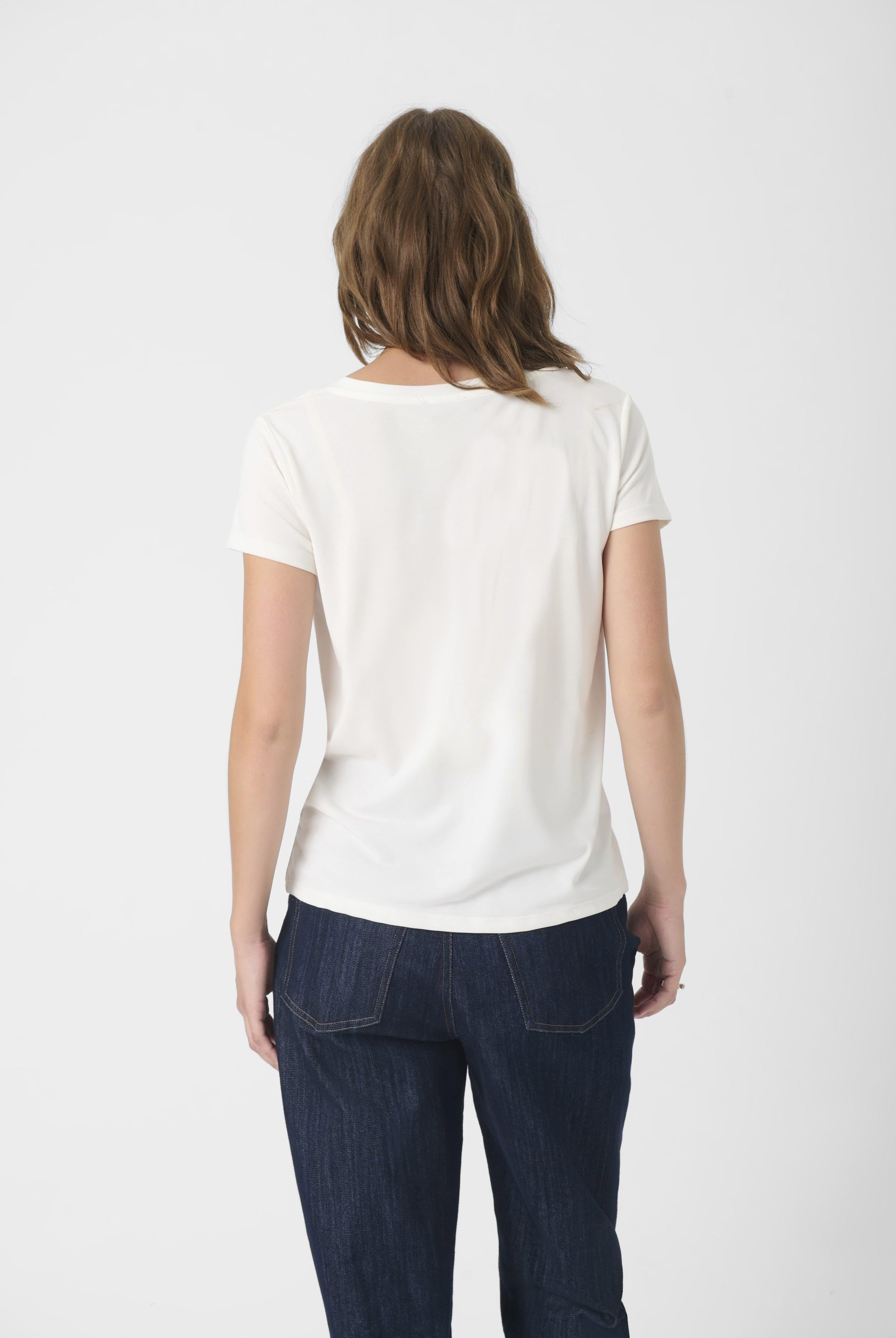 Soaked in Luxury Columbine Modal Blend V-Neck T-Shirt - Broken White