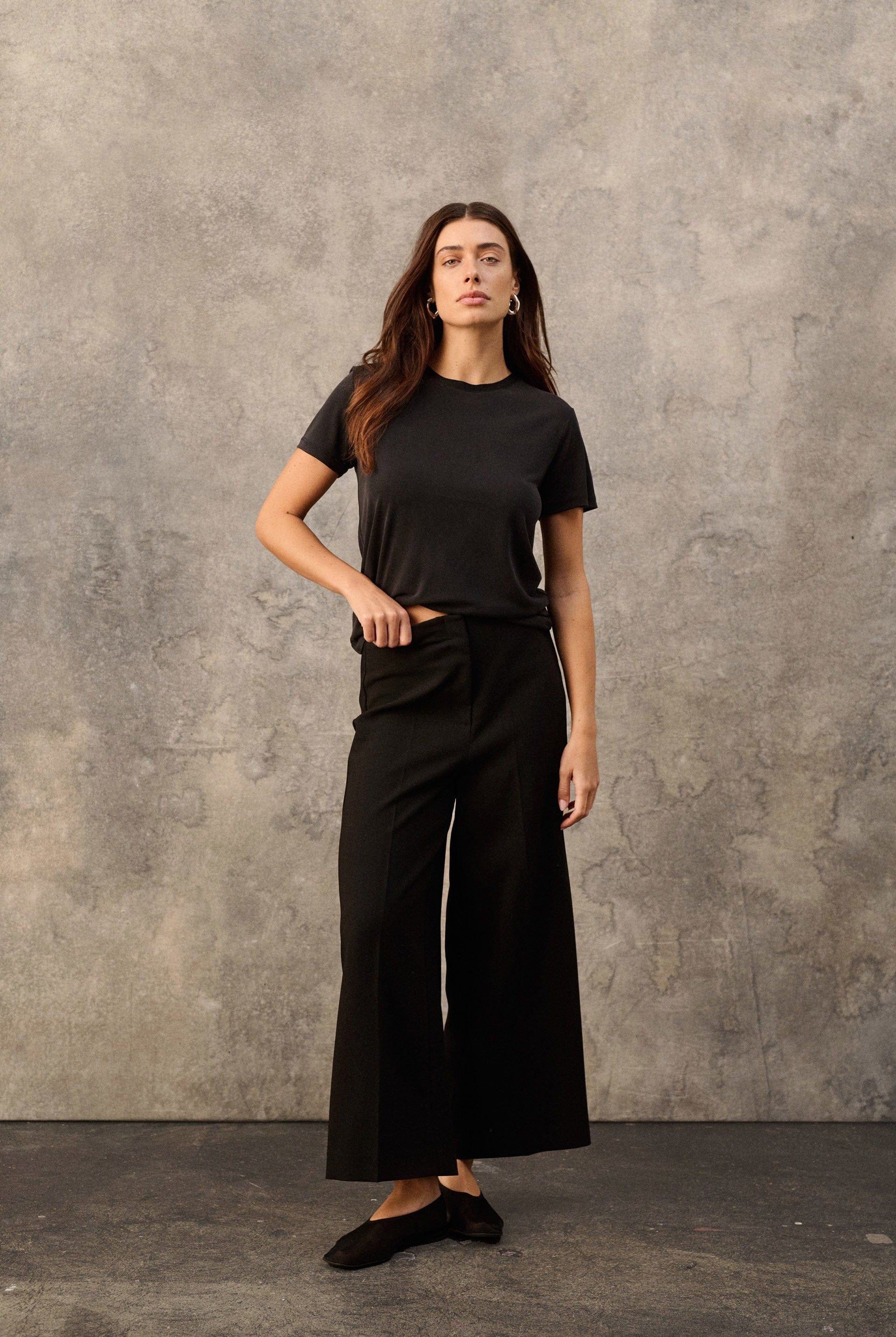 Soaked in Luxury Corinne Wide Cropped Trousers - Black