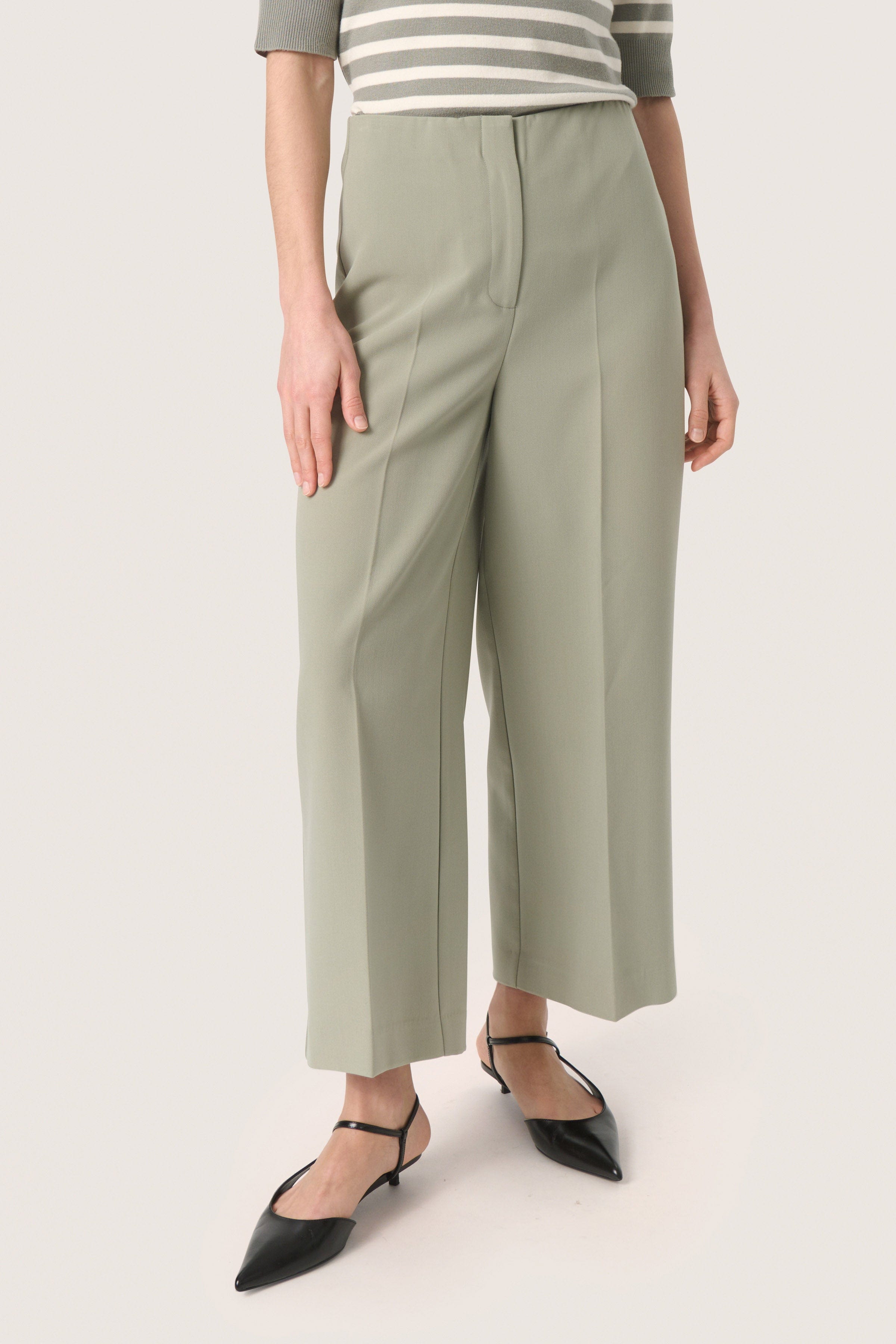 Soaked in Luxury Corinne Wide Cropped Trousers - Shadow