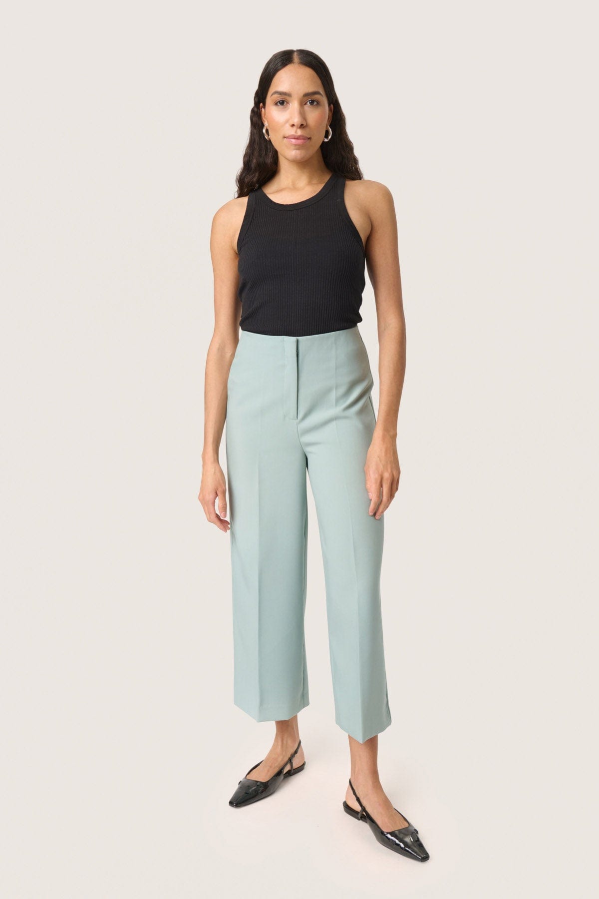 Soaked in Luxury Corinne Wide Cropped Trousers - Silver Blue