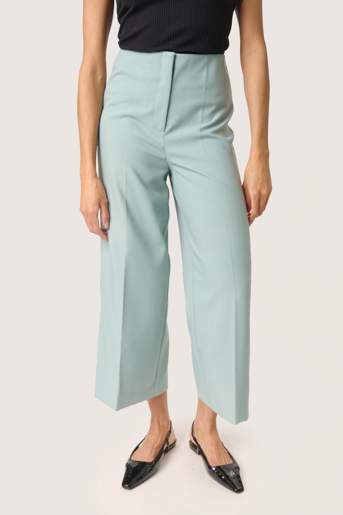Soaked in Luxury Corinne Wide Cropped Trousers - Silver Blue