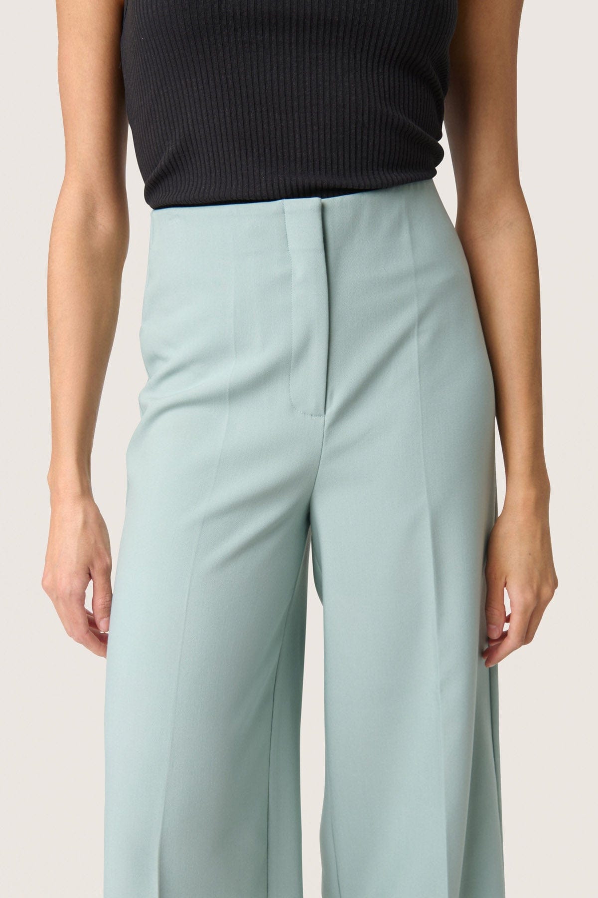 Soaked in Luxury Corinne Wide Cropped Trousers - Silver Blue