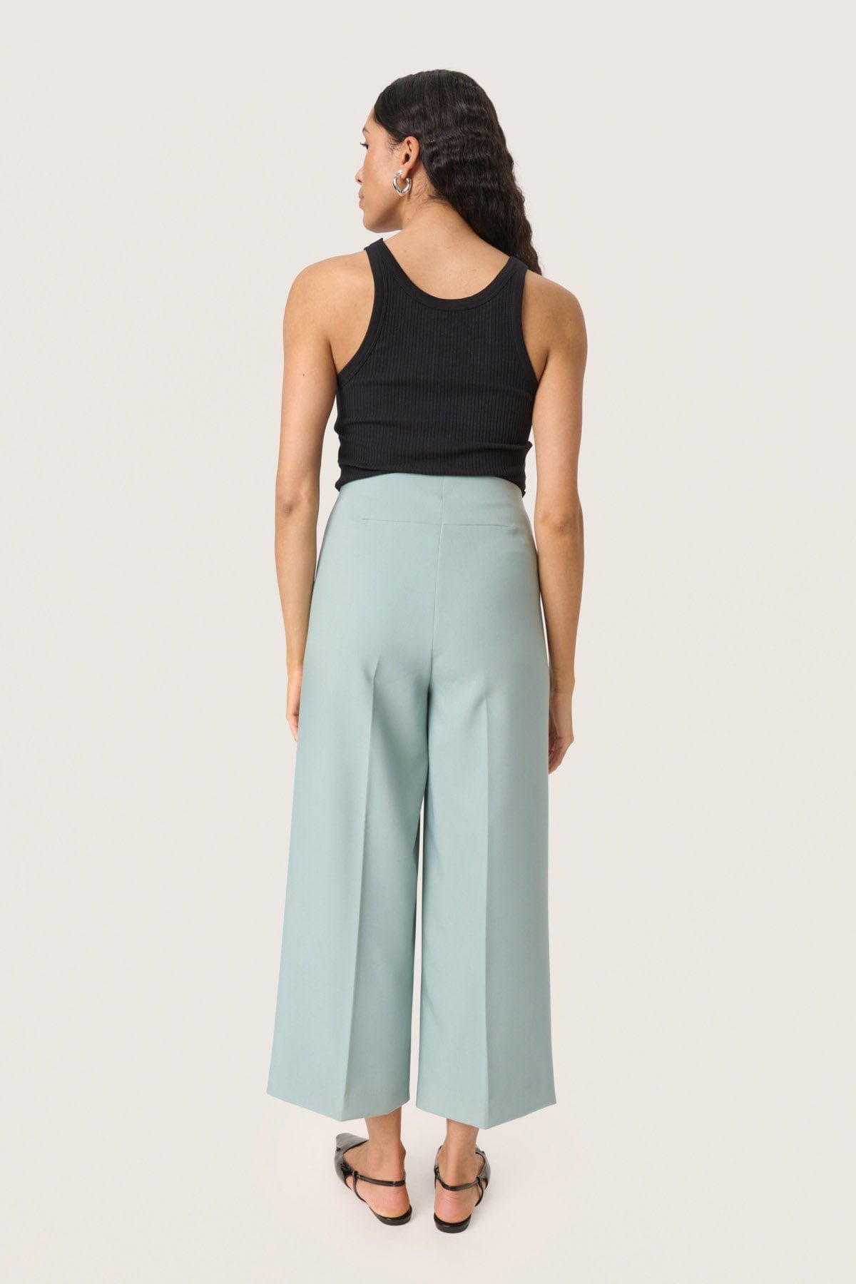 Soaked in Luxury Corinne Wide Cropped Trousers - Silver Blue
