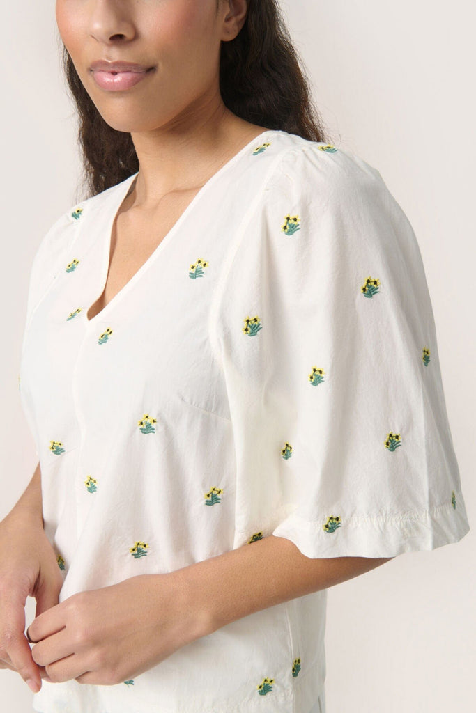 Soaked in Luxury Dina Embroidered Top - Whisper White