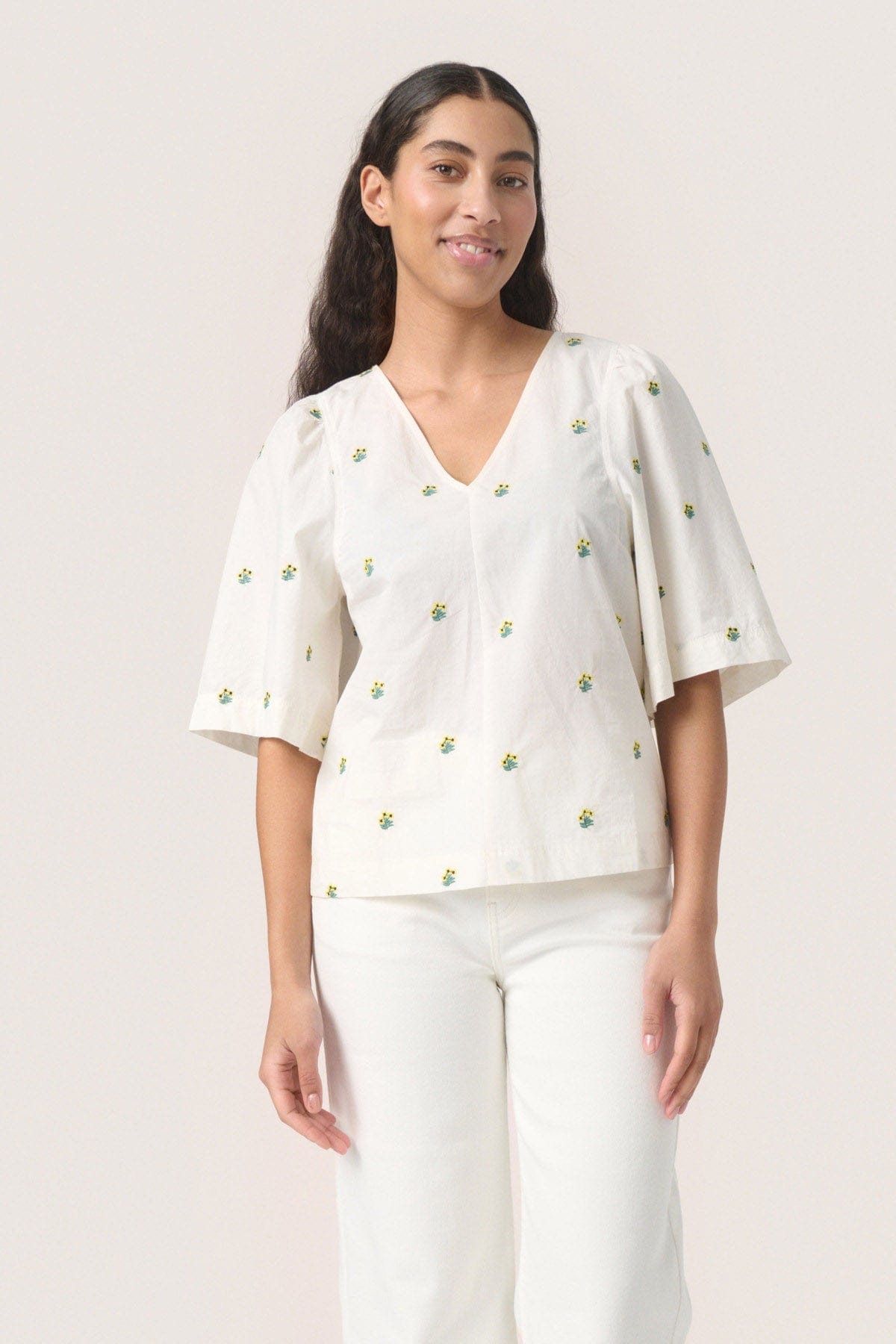 Soaked in Luxury Dina Embroidered Top - Whisper White