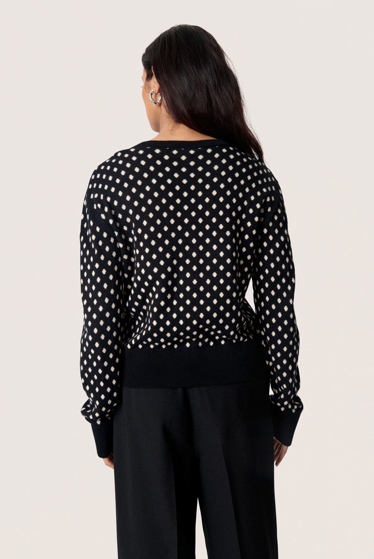 Soaked in Luxury Gya Cotton Cardigan - Black with Sandshell Dot