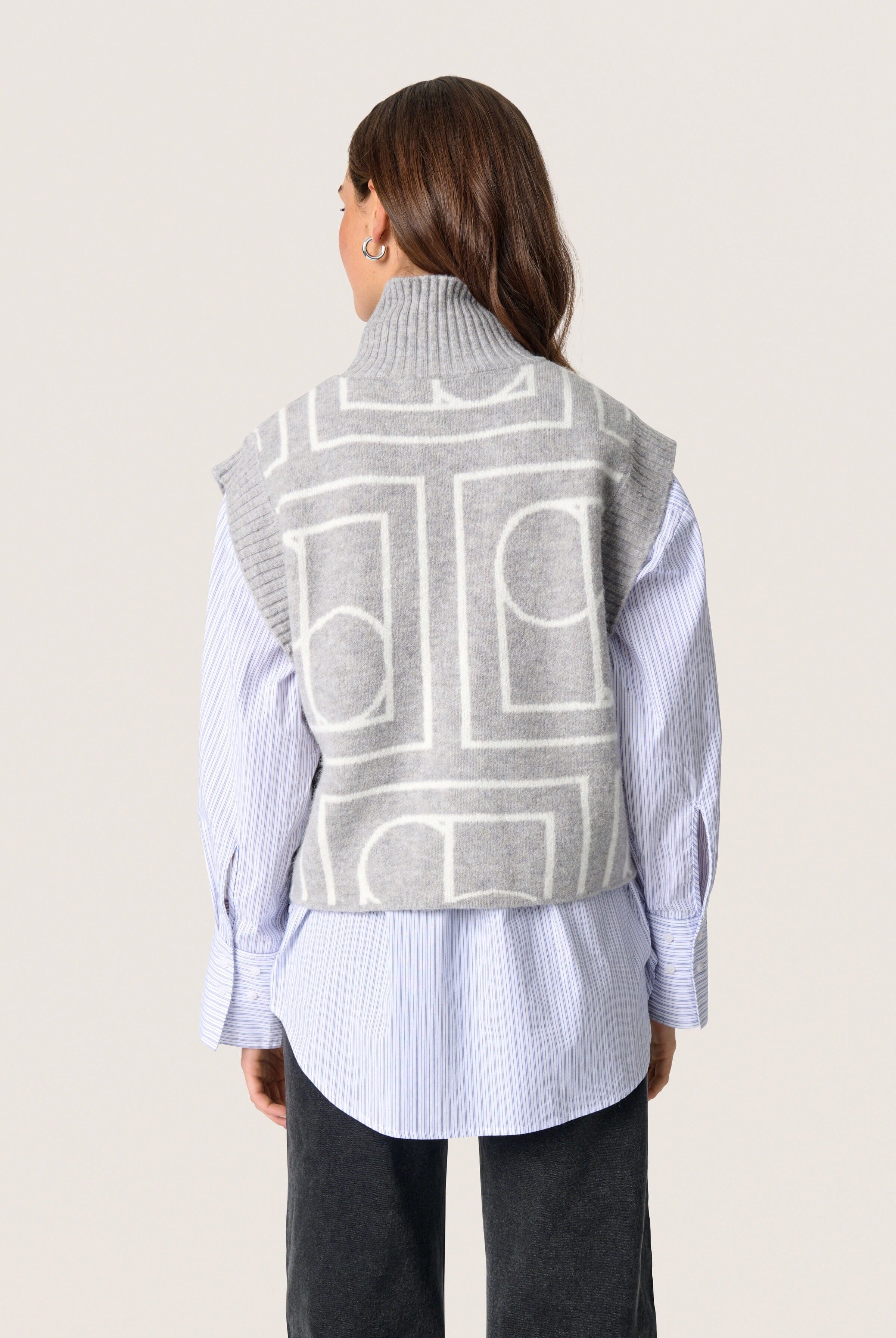 Soaked in Luxury Hedaya Logo Print Sleeveless Jumper - Porpoise Monogram