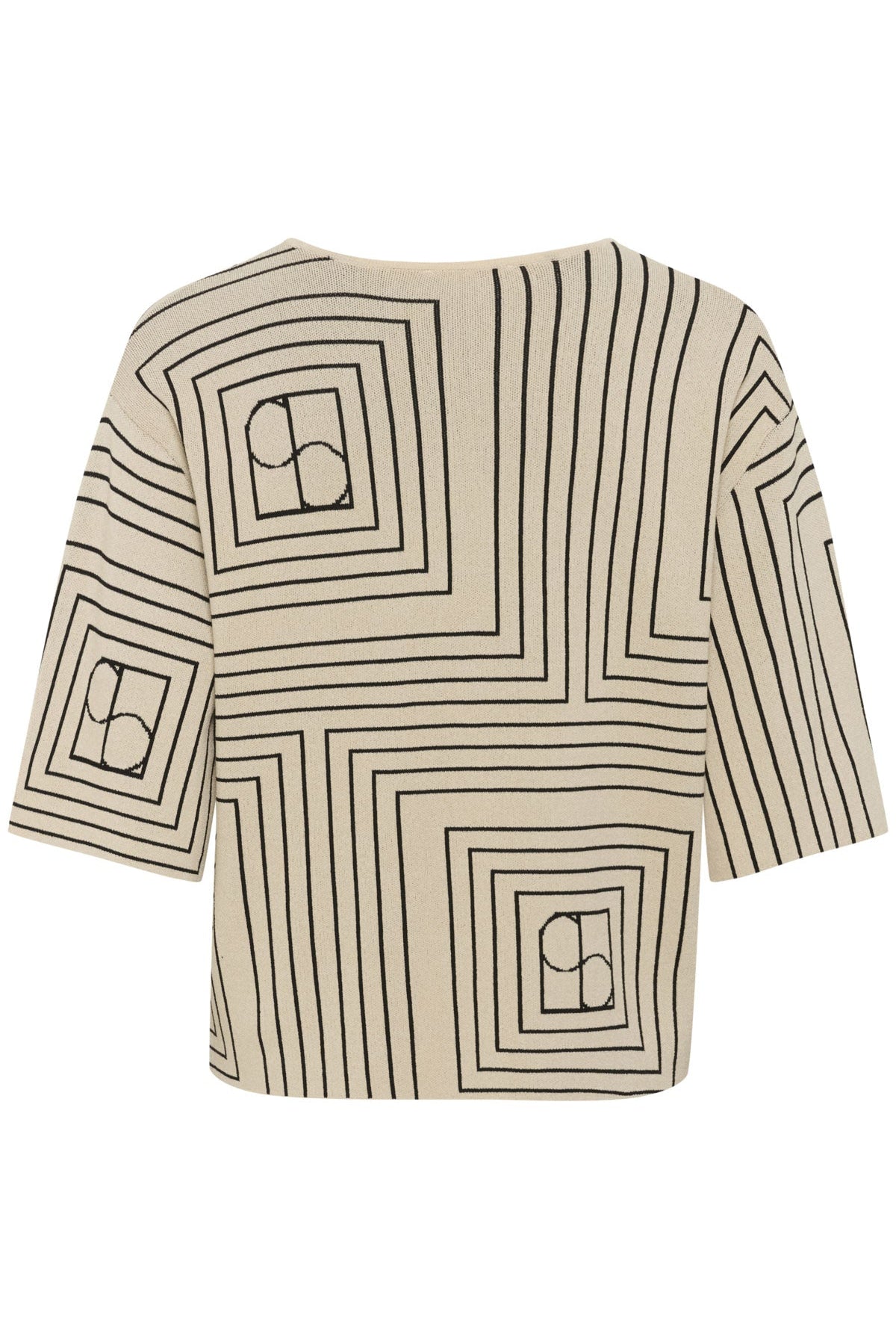 Soaked in Luxury Indianna Short Sleeve Jumper - Oatmeal with Black Monogram