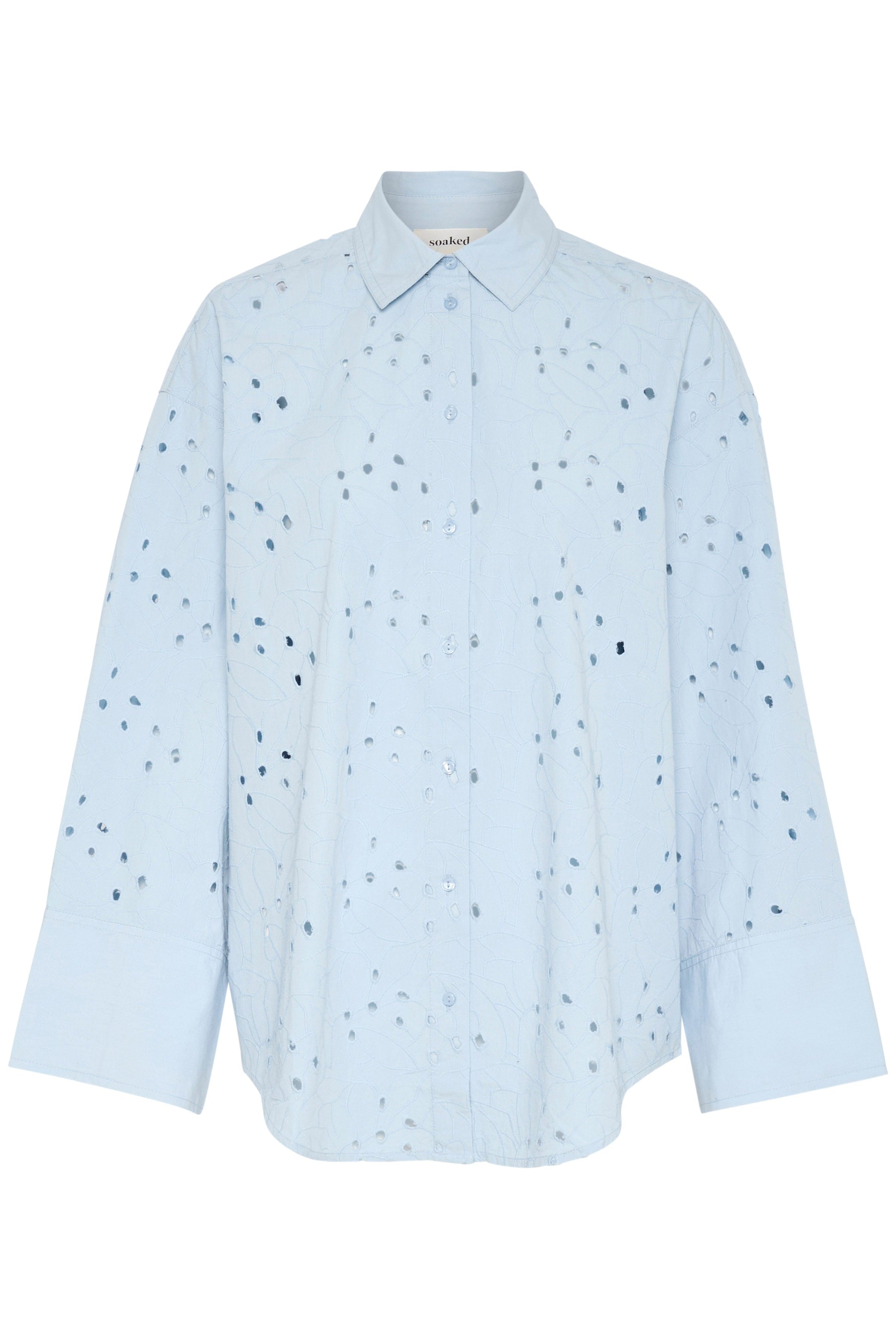 Soaked in Luxury Iva Broderie Anglaise Shirt - Chambray Blue
