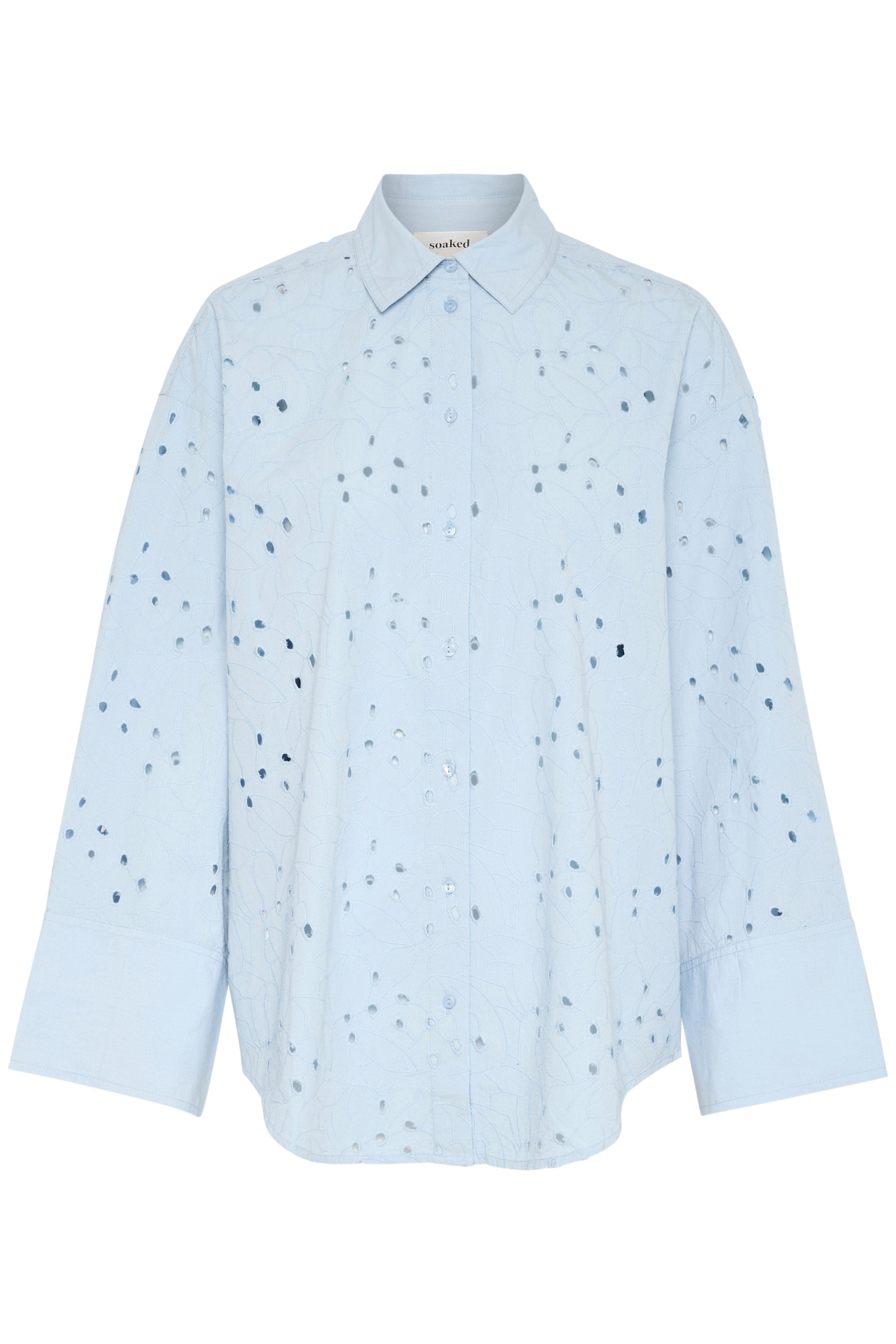 Soaked in Luxury Iva Broderie Anglaise Shirt - Chambray Blue