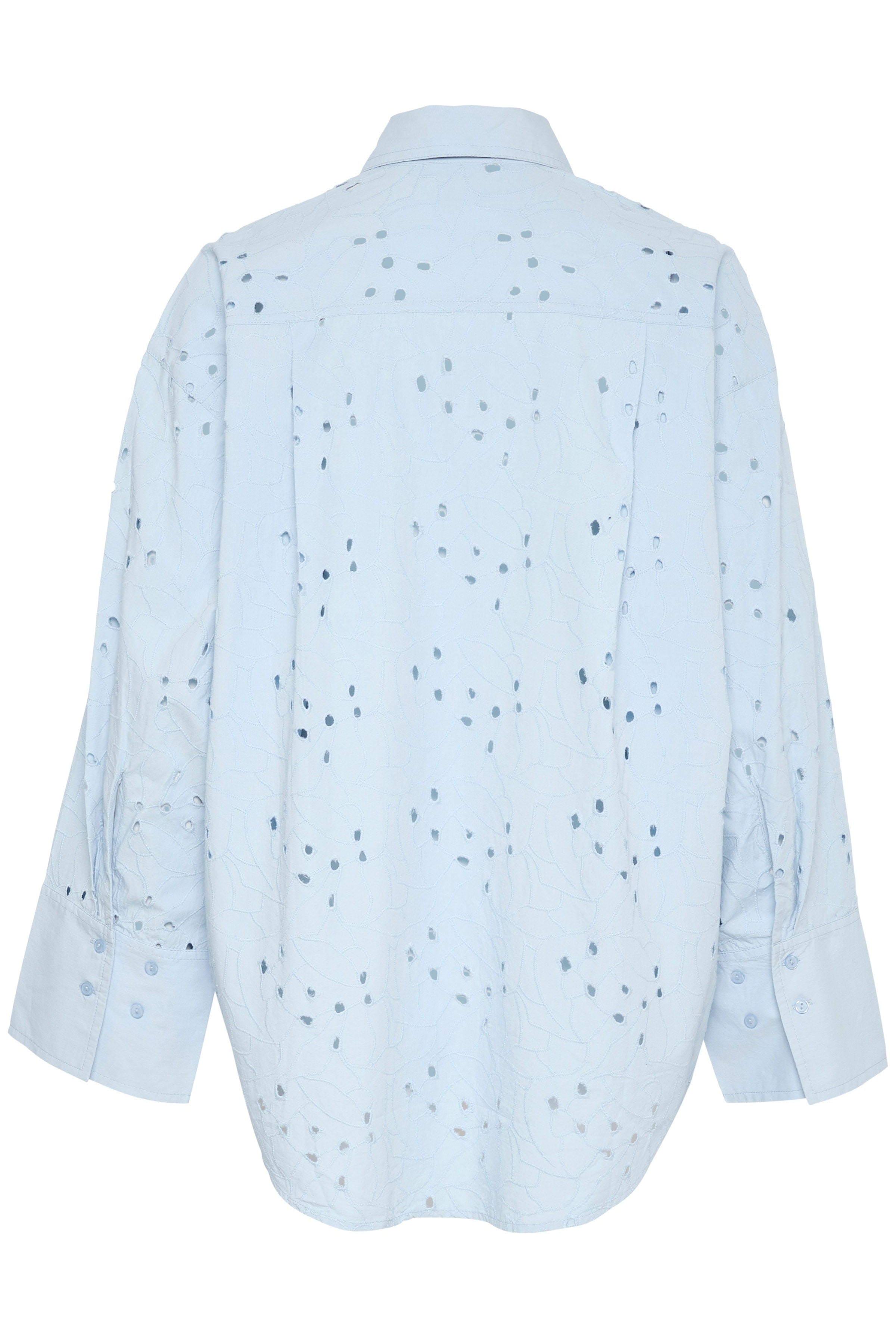 Soaked in Luxury Iva Broderie Anglaise Shirt - Chambray Blue