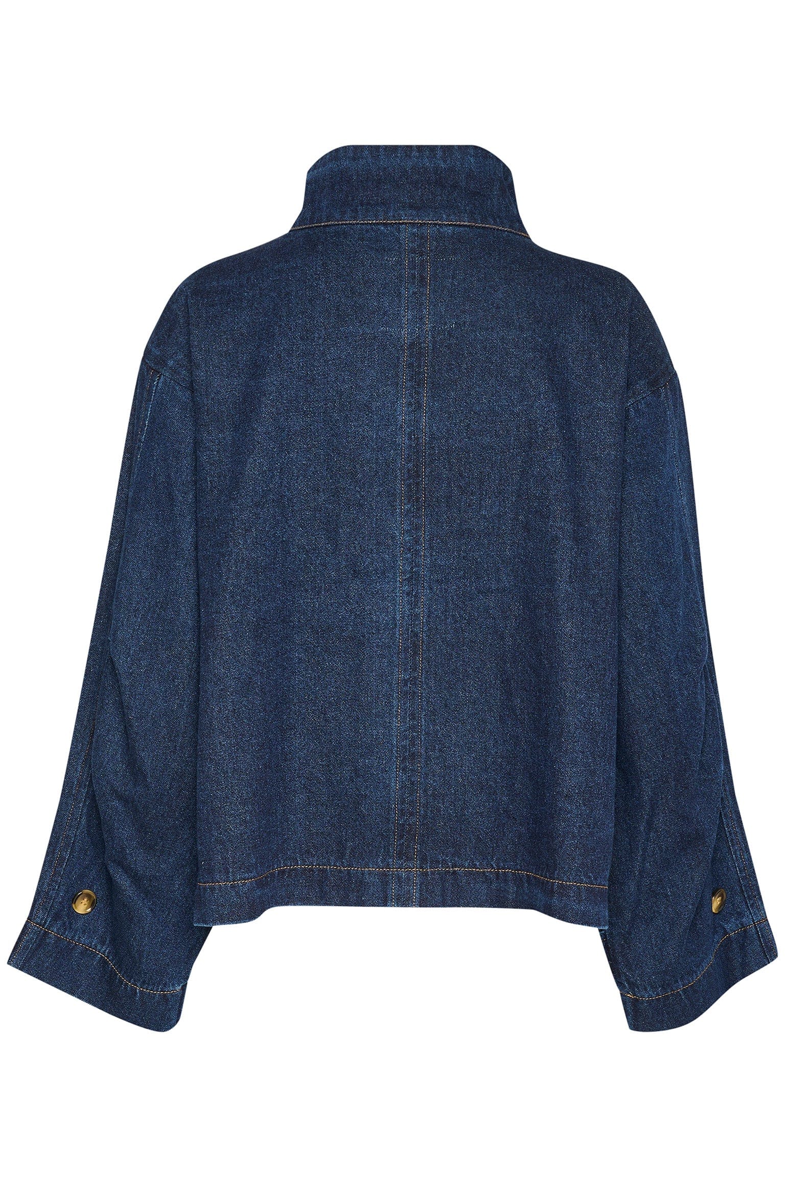 Soaked in Luxury Jannine Cade Stand Collar Denim Jacket - Dark Blue Denim
