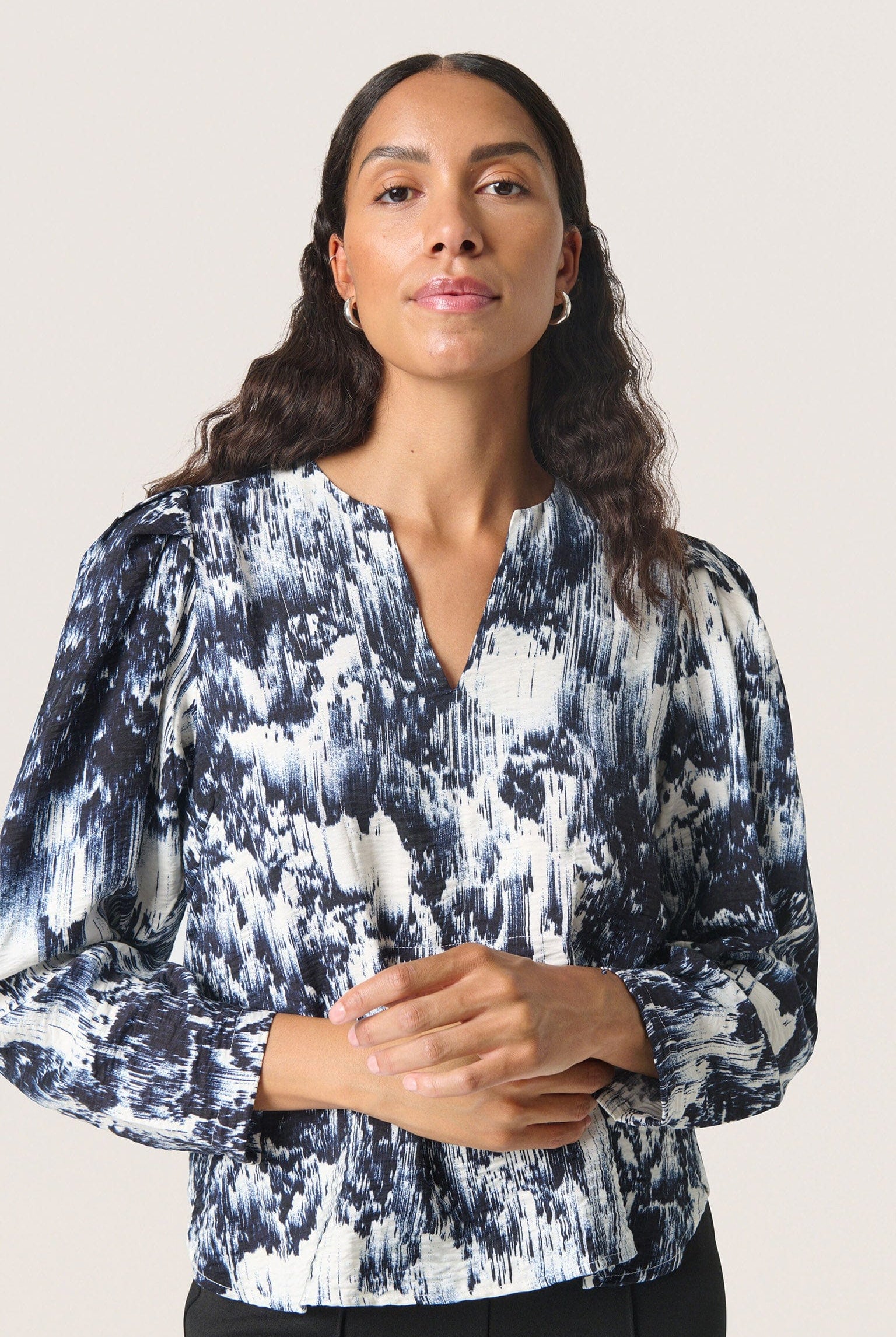 Soaked in Luxury Jazzlyn Blouse - Dark Navy Landscape Print