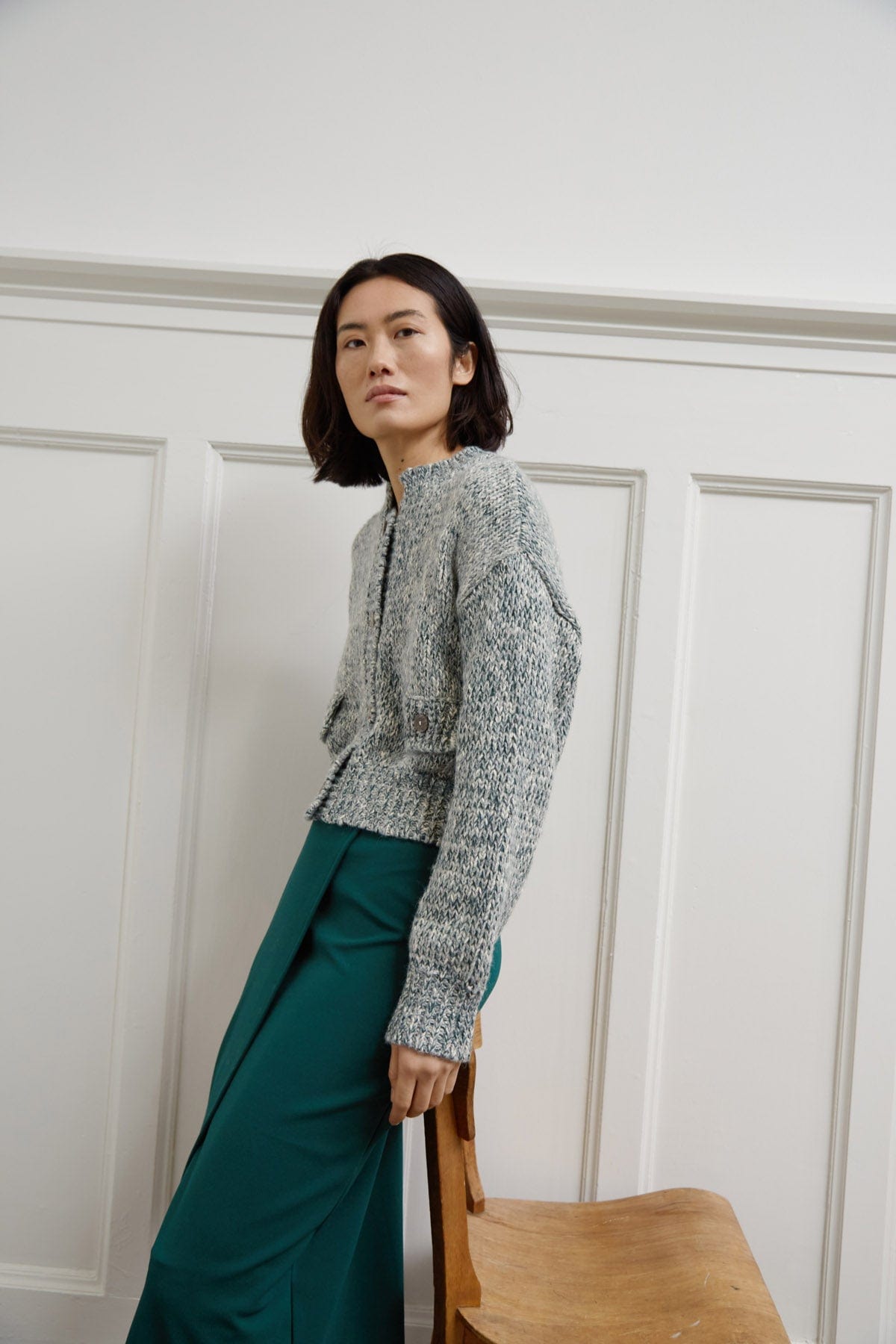 Soaked in Luxury Kamelia Chunky Cardigan - Rain Forest Melange