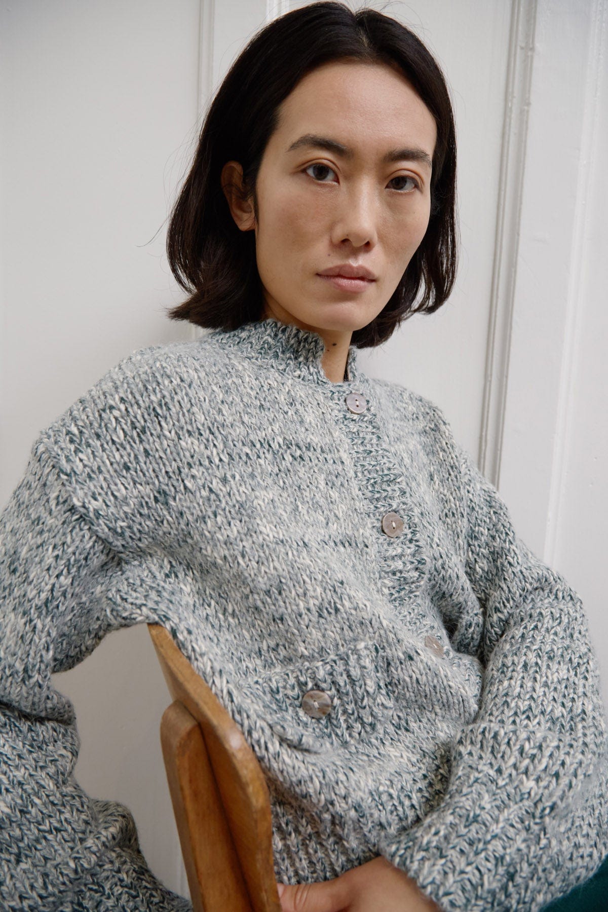 Soaked in Luxury Kamelia Chunky Cardigan - Rain Forest Melange