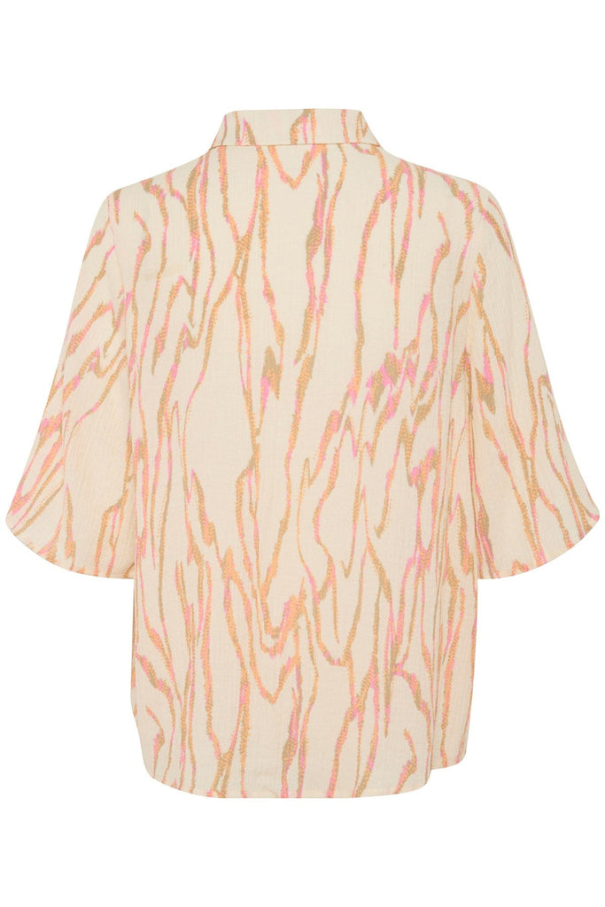 Soaked in Luxury Kehlani Printed Short Sleeve Shirt - Whisper White Trace