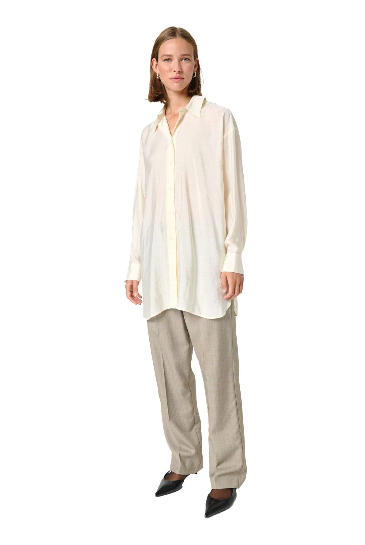 Soaked in Luxury Leodora Back Tie Long Shirt - Whisper White
