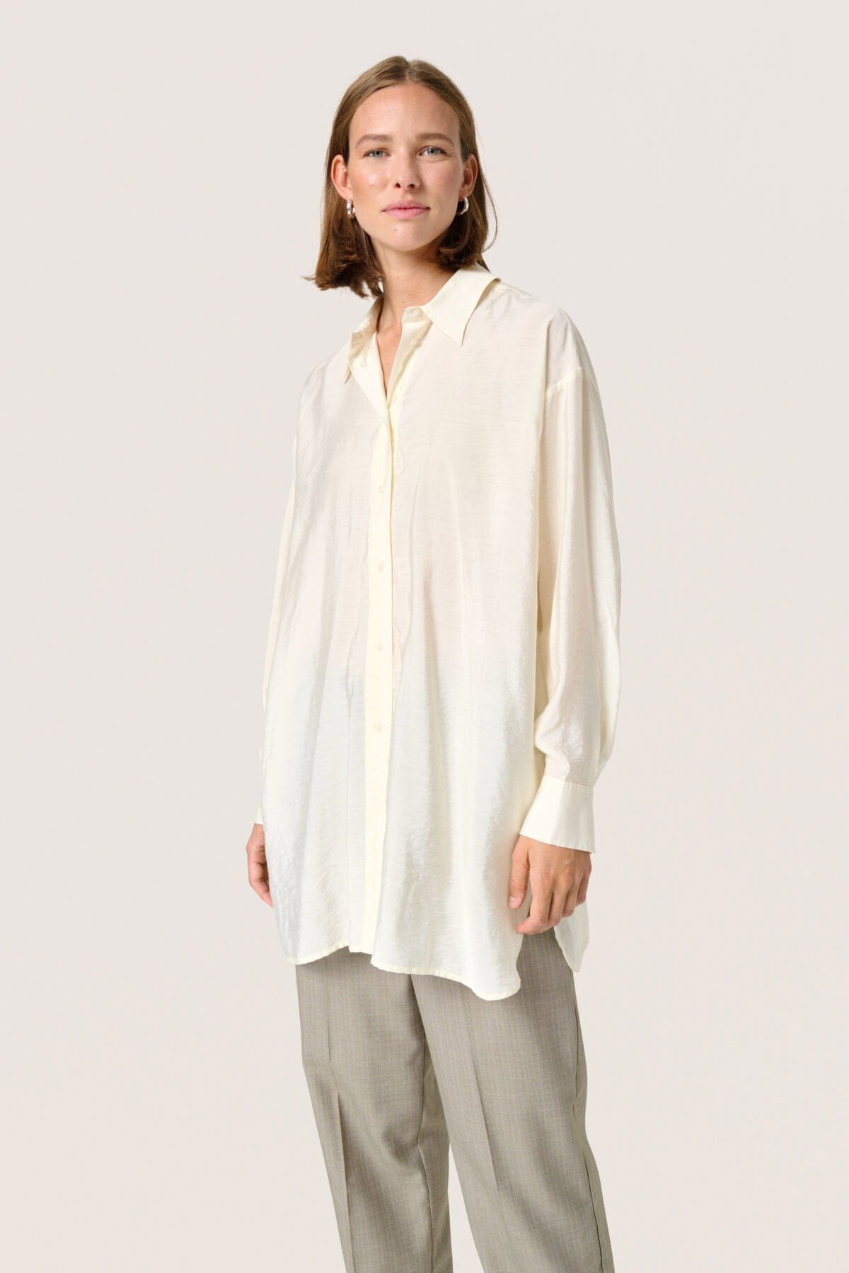 Soaked in Luxury Leodora Back Tie Long Shirt - Whisper White