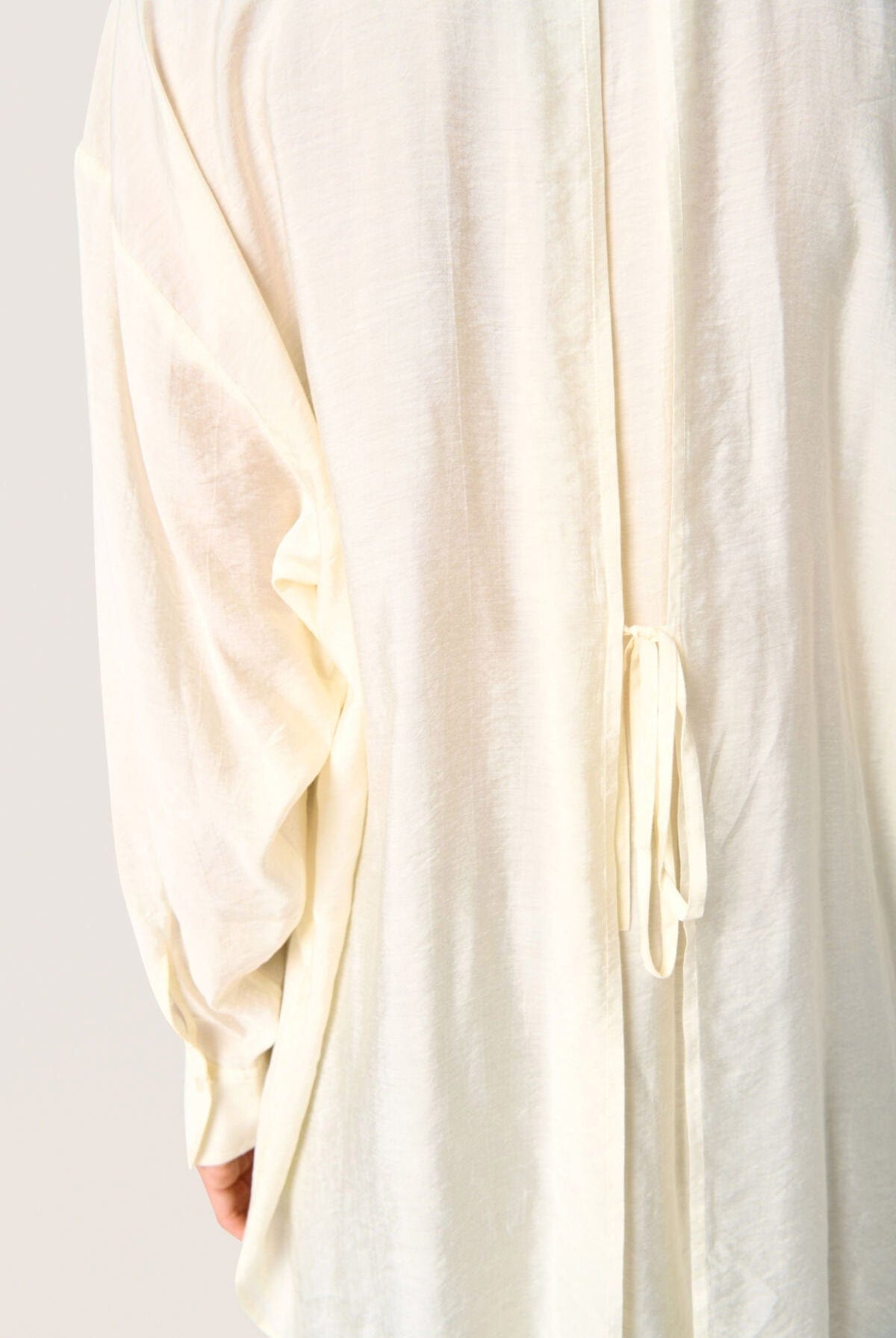 Soaked in Luxury Leodora Back Tie Long Shirt - Whisper White
