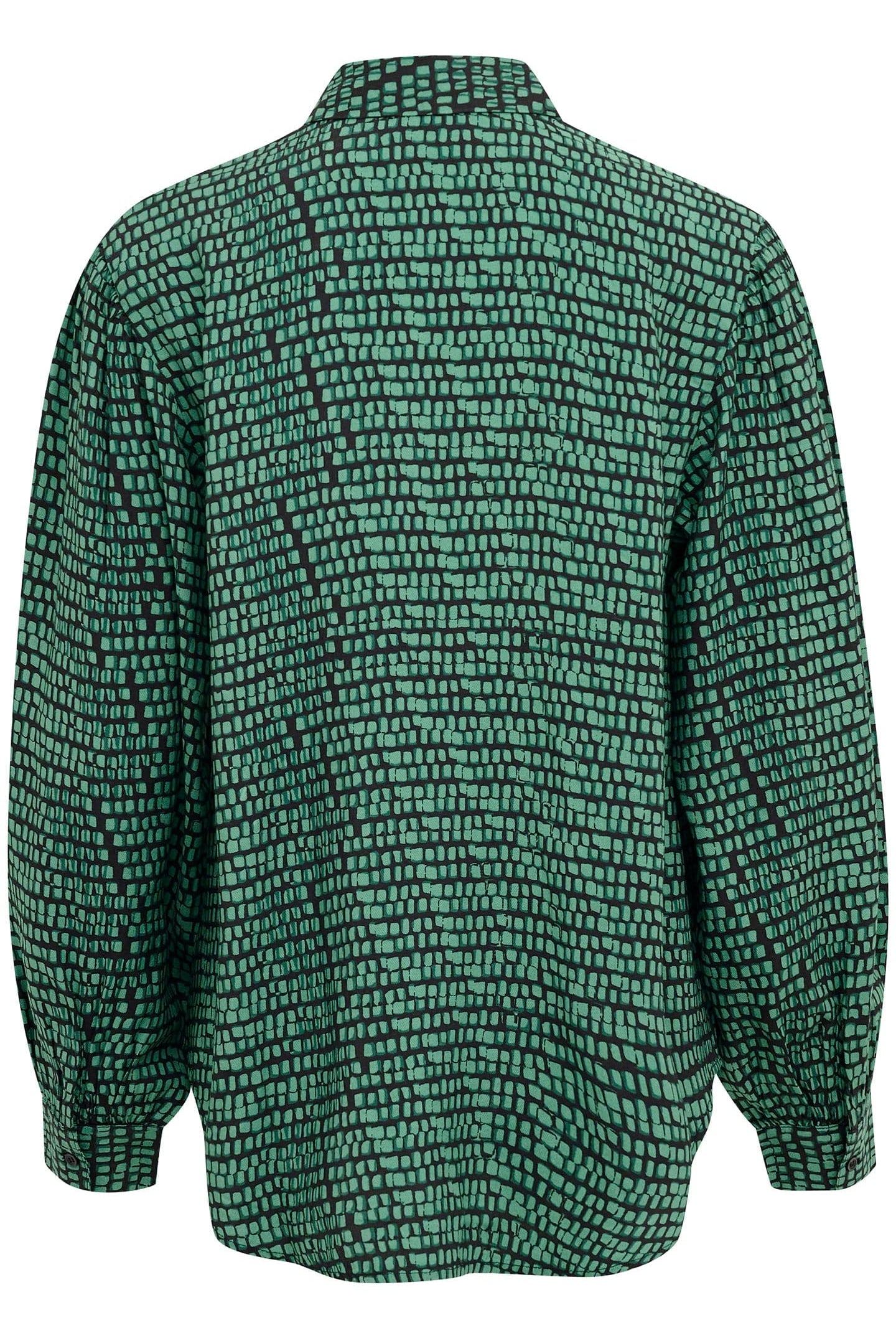 Soaked in Luxury Makena Ebba Printed Shirt - Bottle Green Square Print
