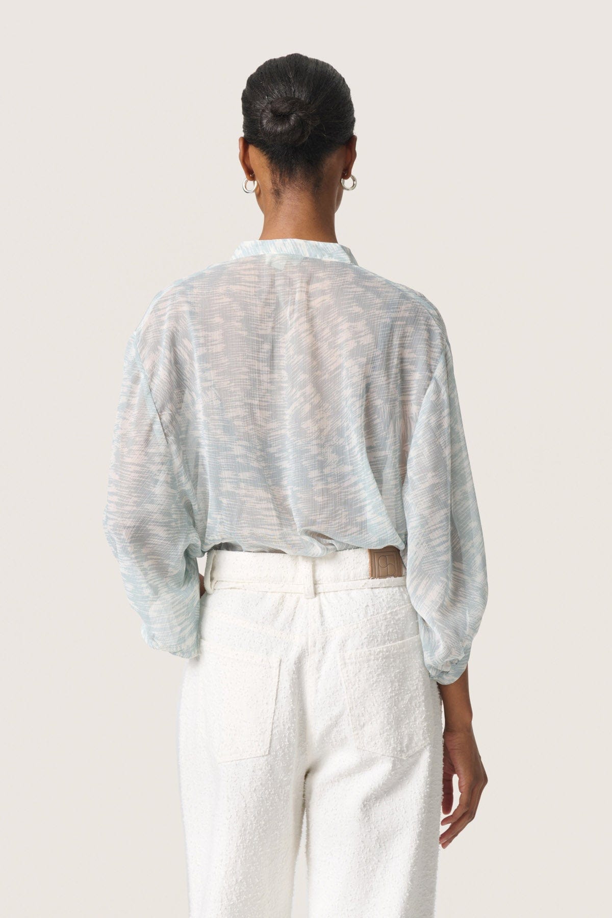 Soaked in Luxury Marta Amily 3/4 Sleeve Blouse - Silver Blue Stroke Print