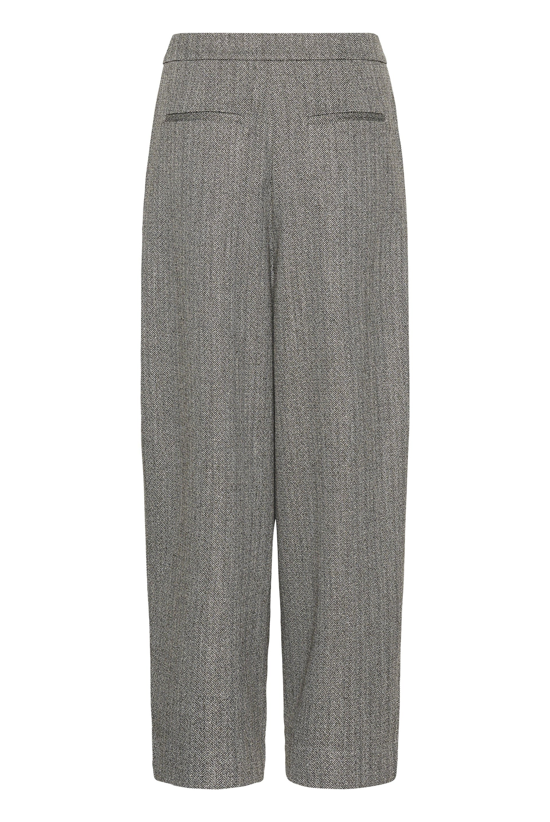 Soaked in Luxury Nanine Barrel Leg Trousers - Grey Herringbone