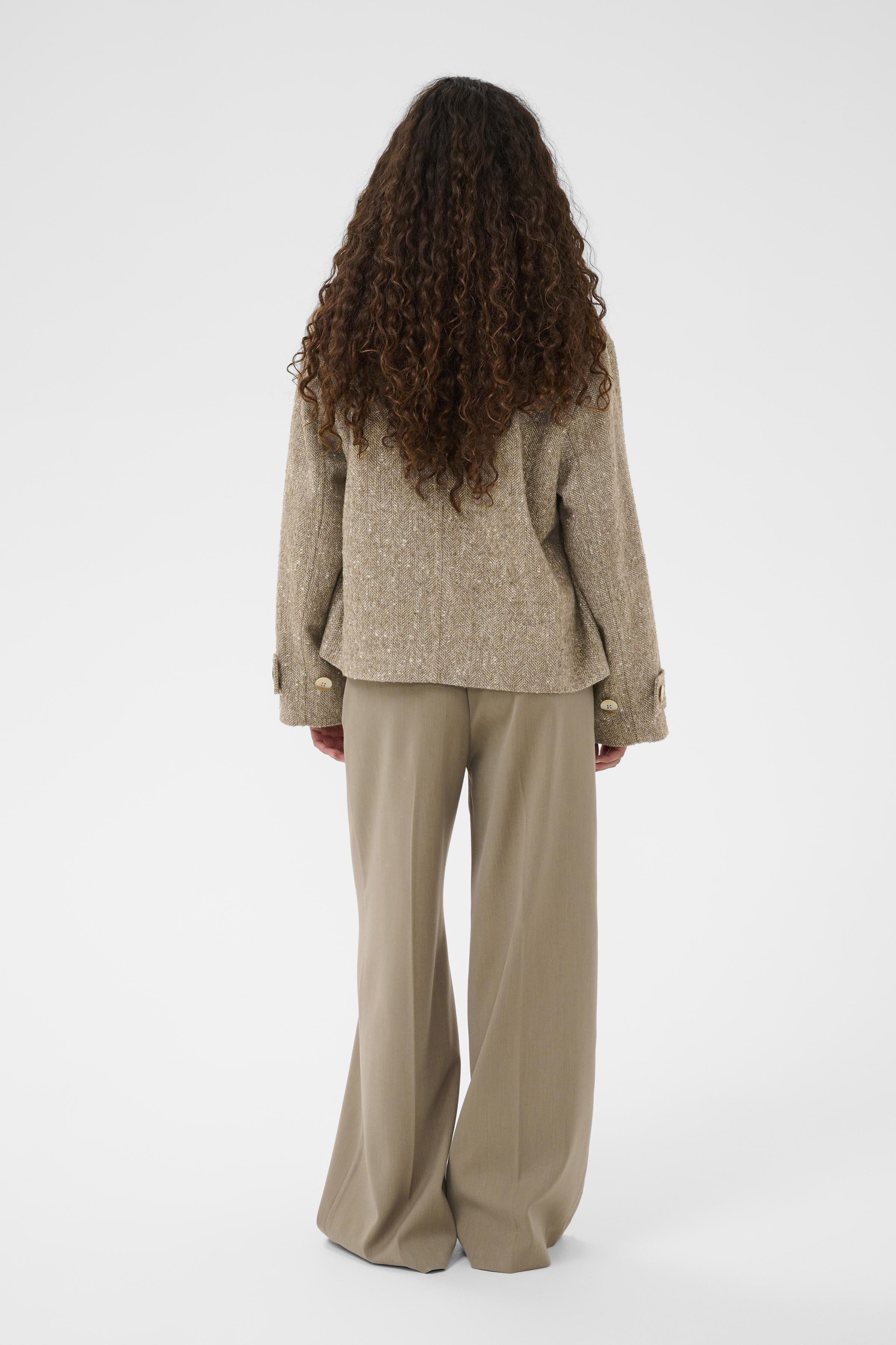 Soaked in Luxury Oleia Short Jacket - Fossil/White Twill