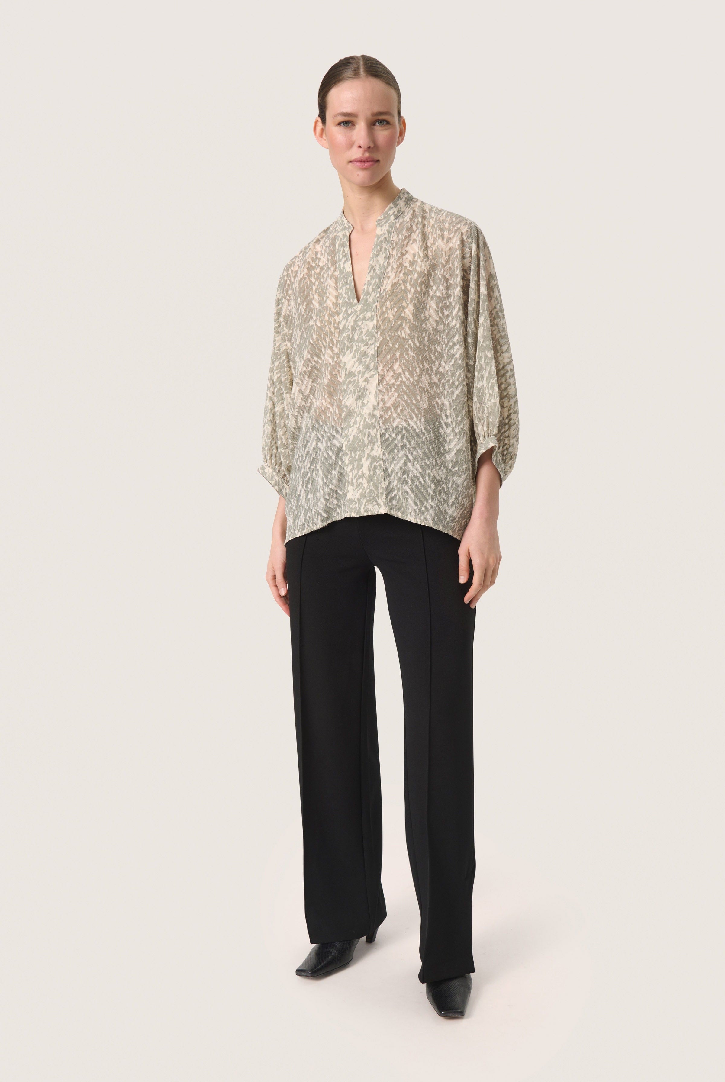 Soaked in Luxury Osaka Amily Printed Blouse - Shadow Drop Print