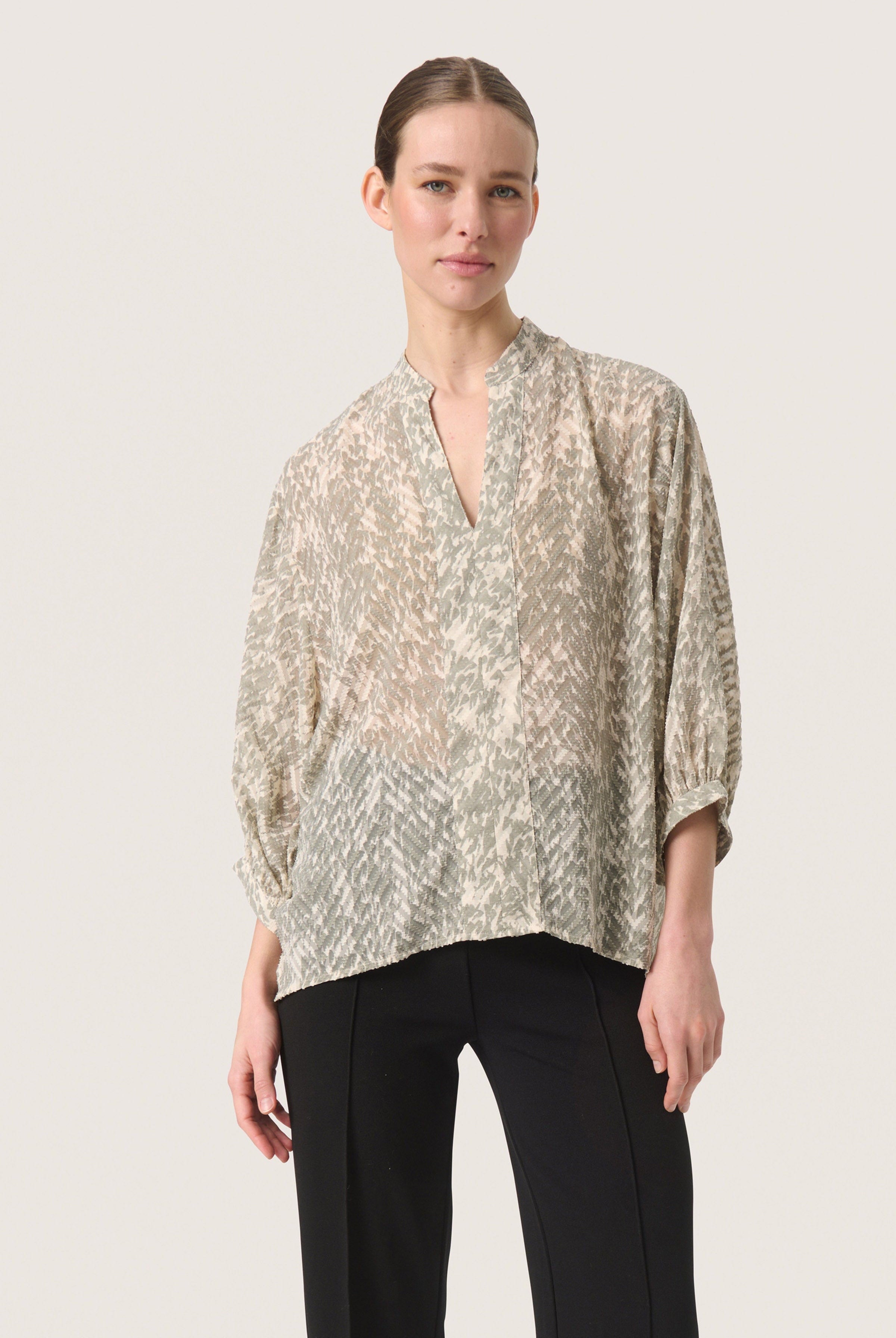 Soaked in Luxury Osaka Amily Printed Blouse - Shadow Drop Print