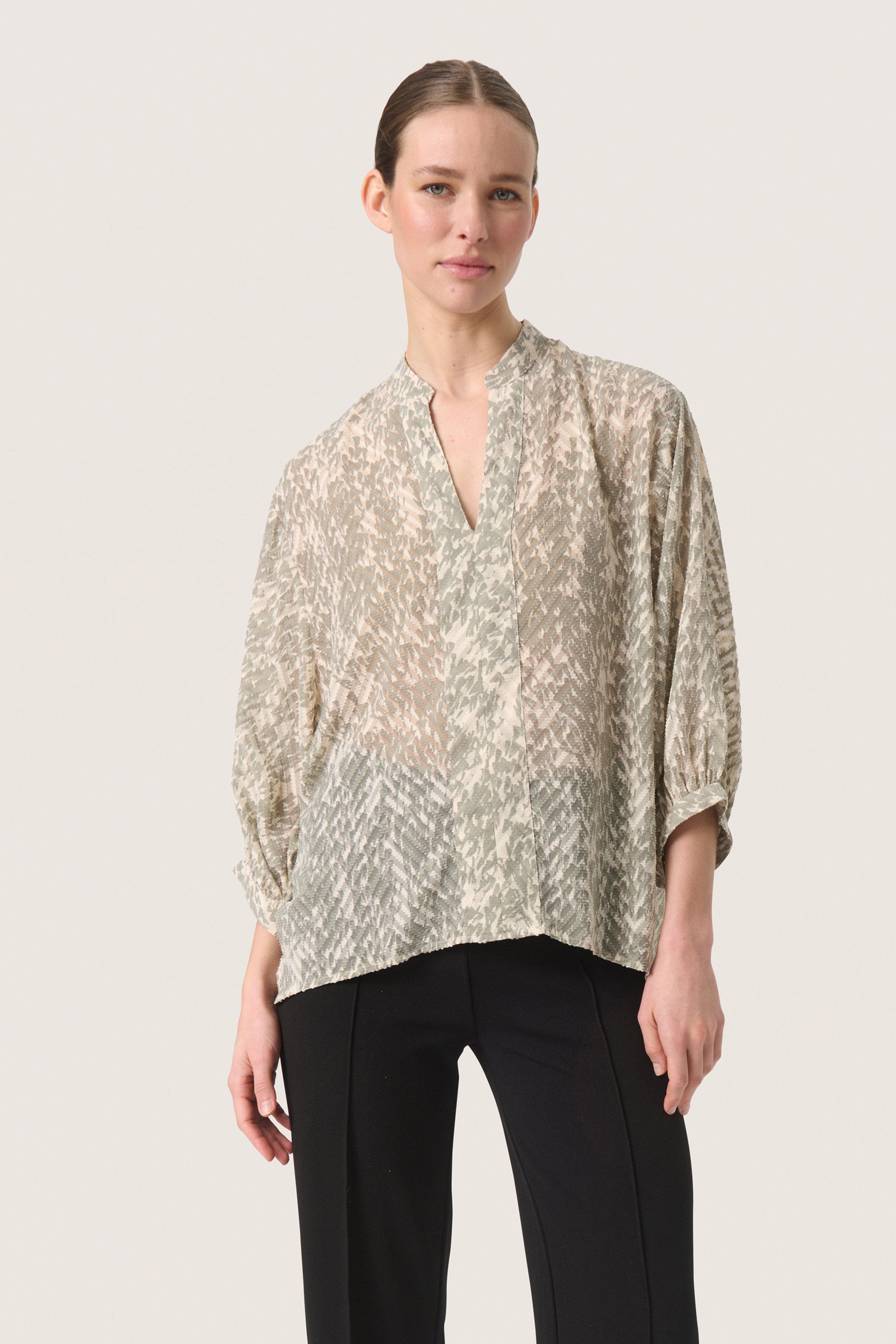 Soaked in Luxury Osaka Amily Printed Blouse - Shadow Drop Print