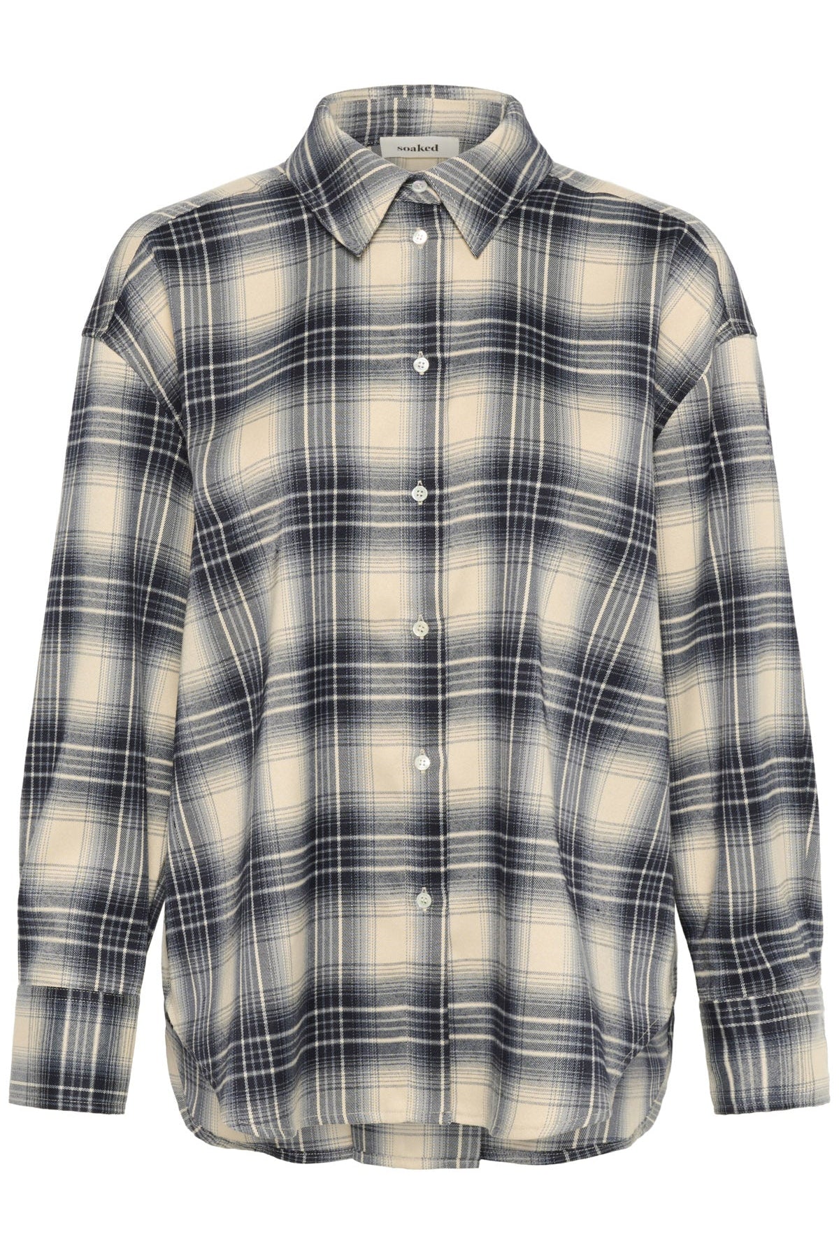 Soaked in Luxury Pamala Check Tie Detail Back Shirt - Navy Checks