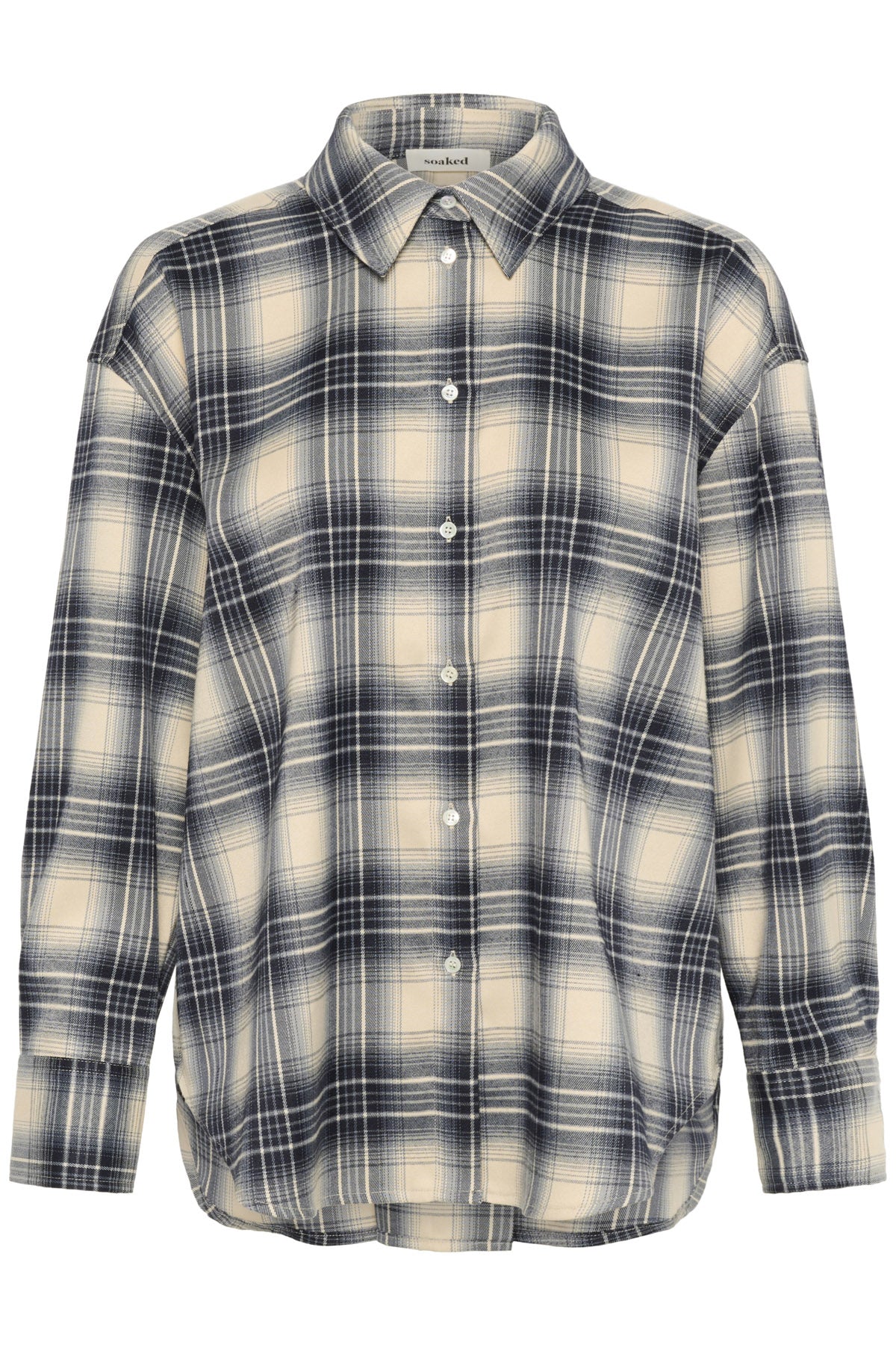 Soaked in Luxury Pamala Check Tie Detail Back Shirt - Navy Checks