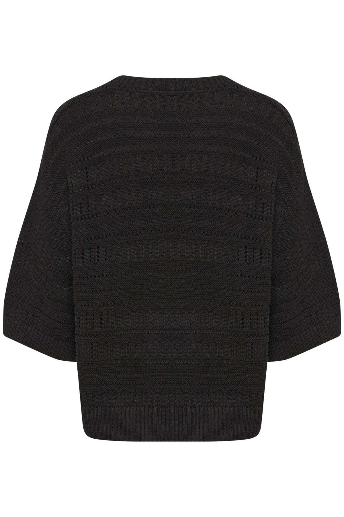 Soaked in Luxury Rava Pointelle Knit Short Sleeve Jumper - Black