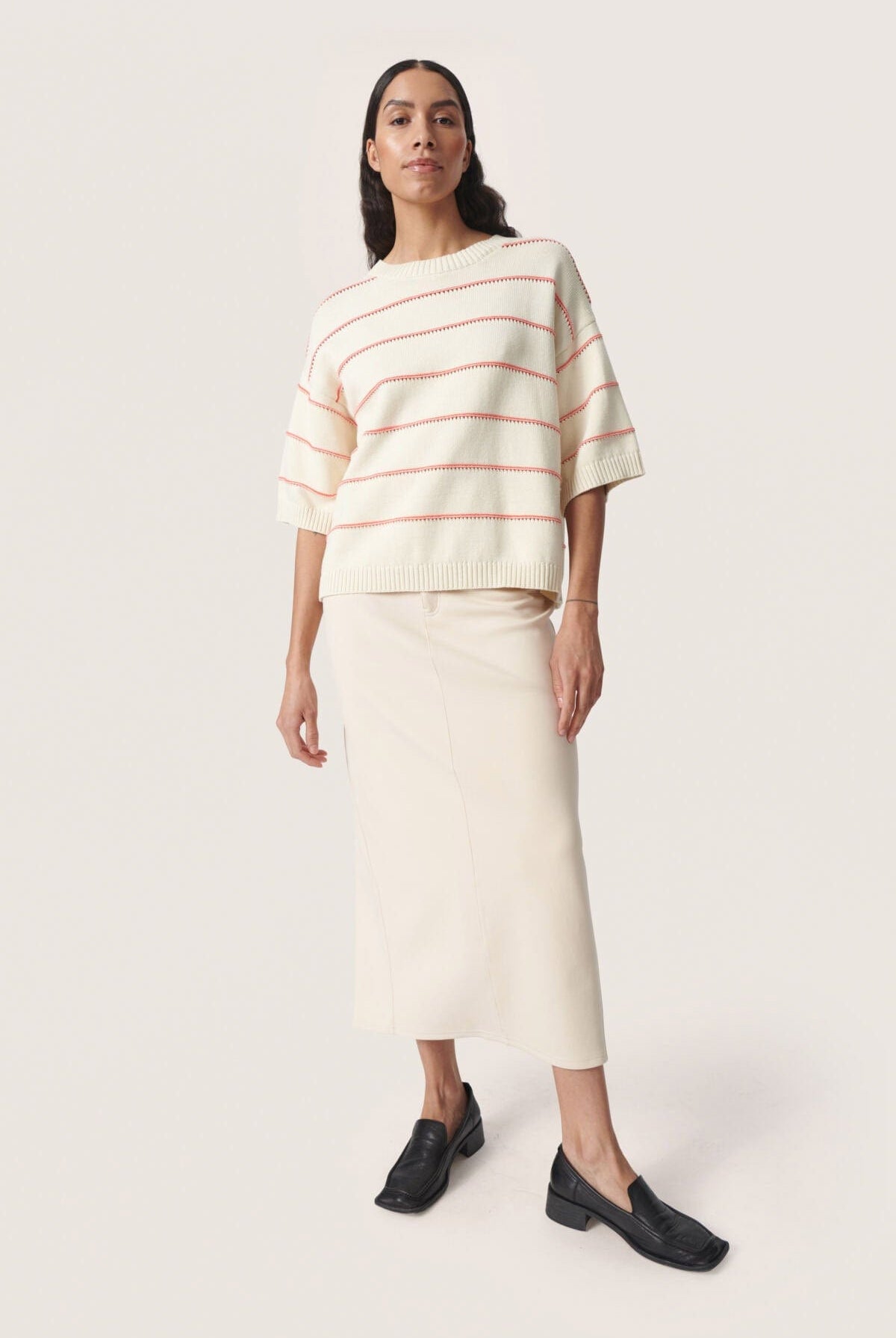 Soaked in Luxury Rava Romy Jumper - White and Hot Coral Stripe