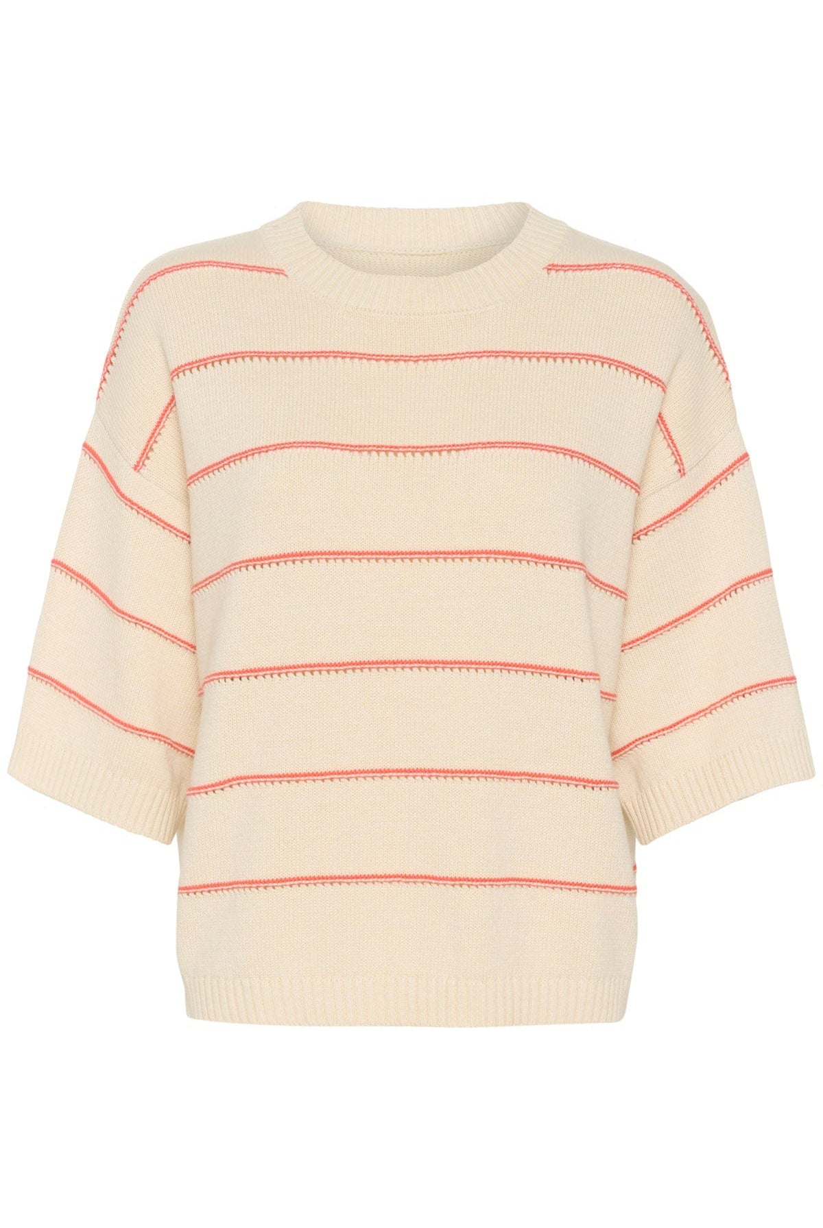 Soaked in Luxury Rava Romy Jumper - White and Hot Coral Stripe