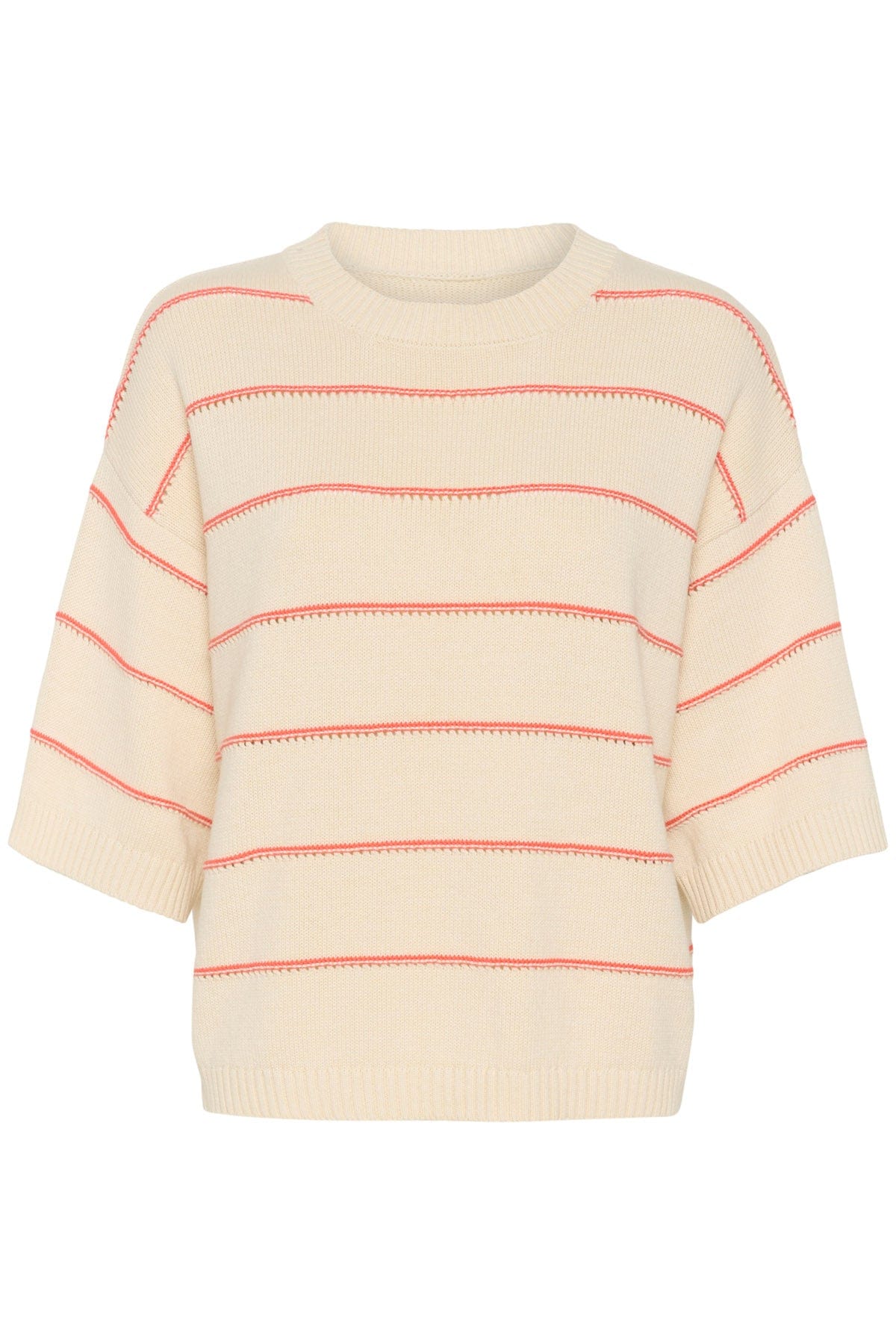 Soaked in Luxury Rava Romy Jumper - White and Hot Coral Stripe