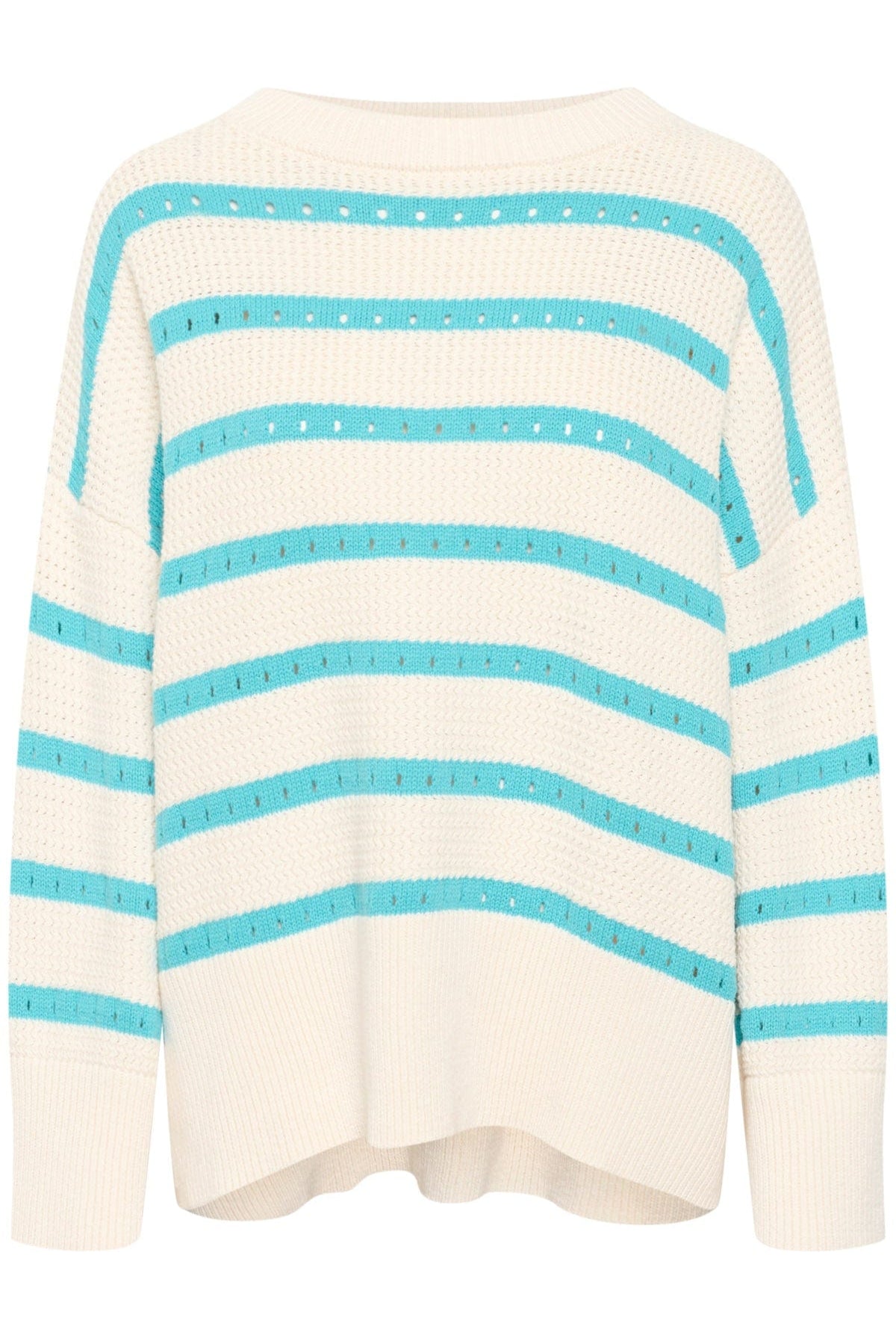 Soaked in Luxury Ravalina Stripe Knitted Jumper - White and Sea Jet Stripe