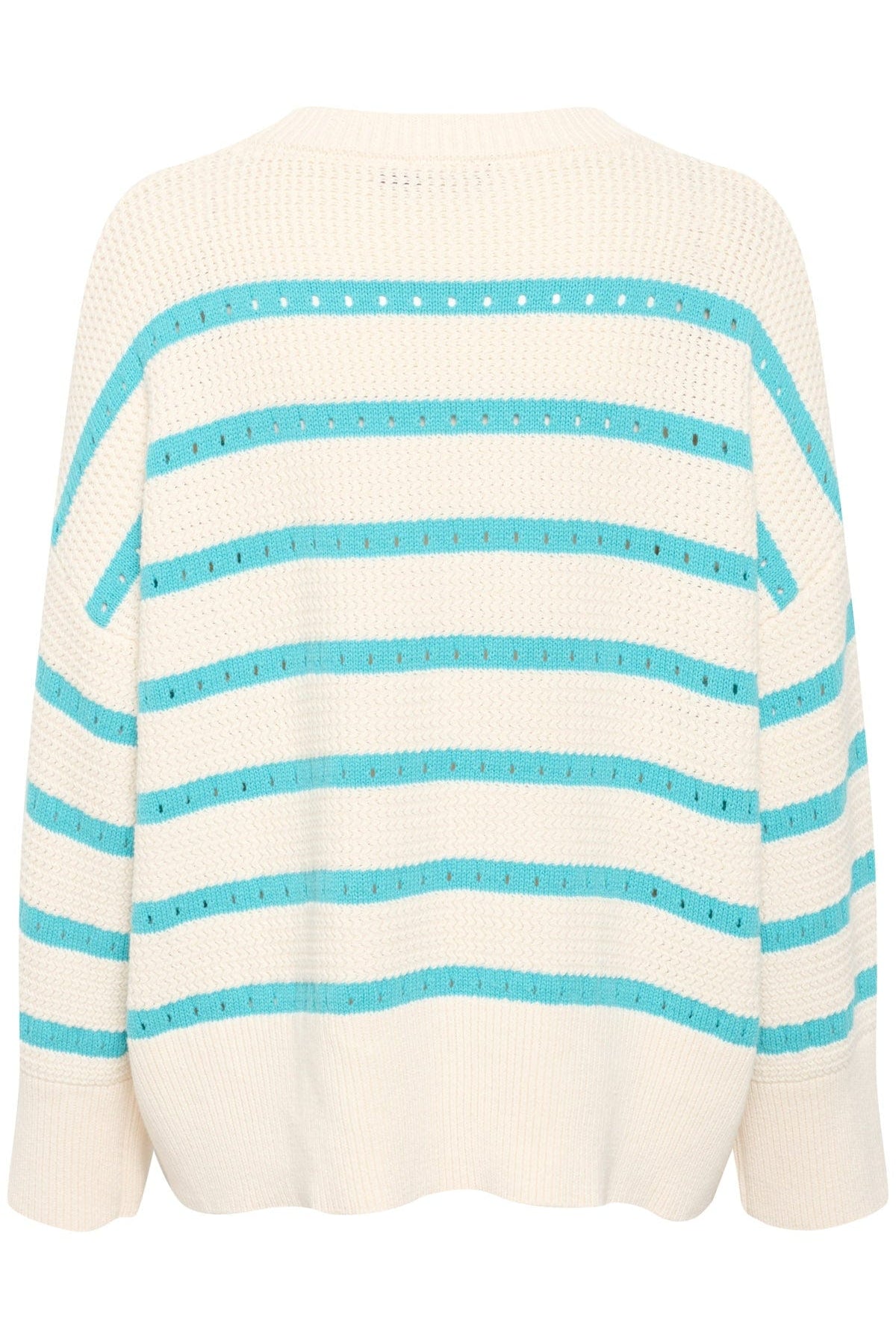 Soaked in Luxury Ravalina Stripe Knitted Jumper - White and Sea Jet Stripe