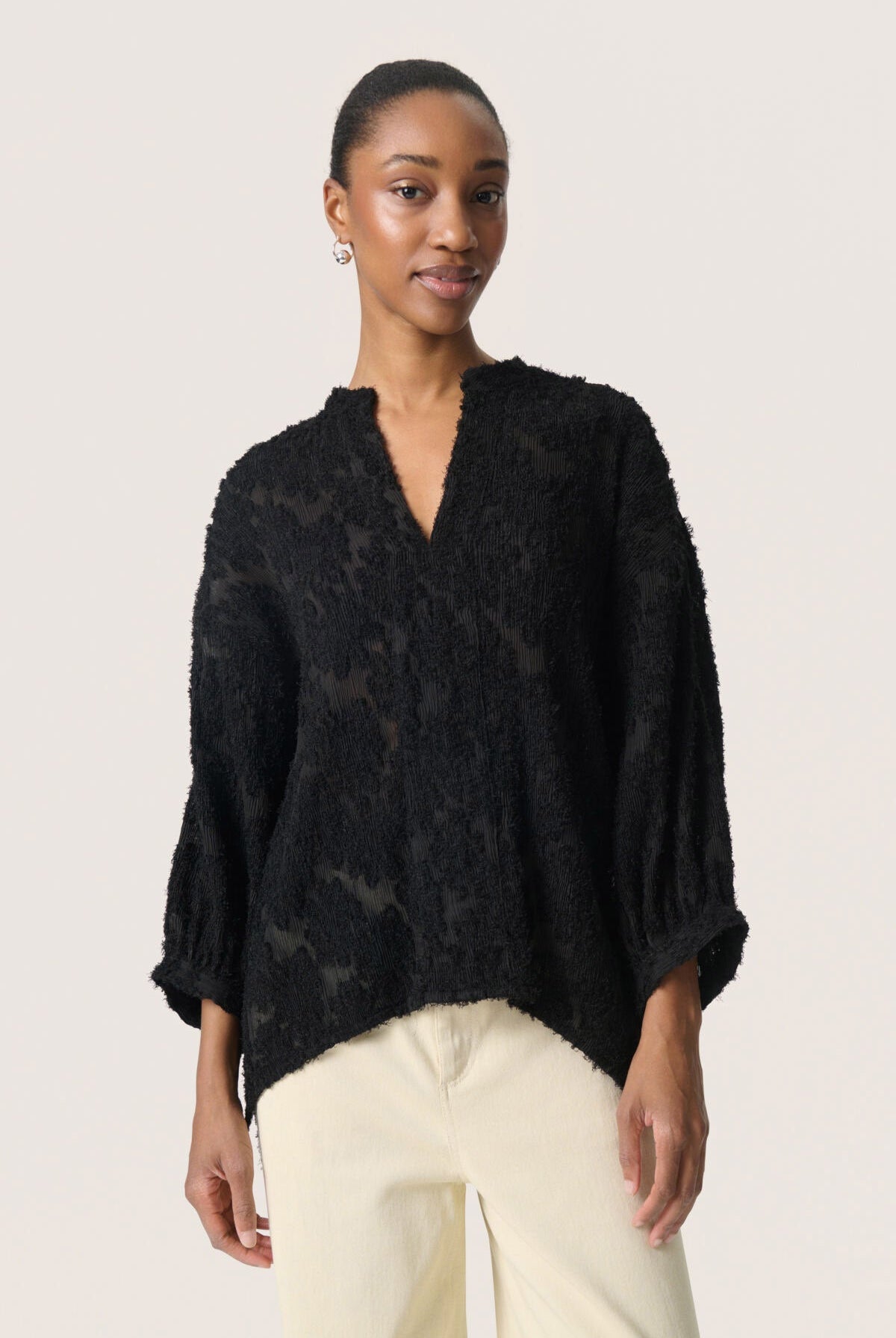 Soaked in Luxury Raye Amily Textured Blouse - Black