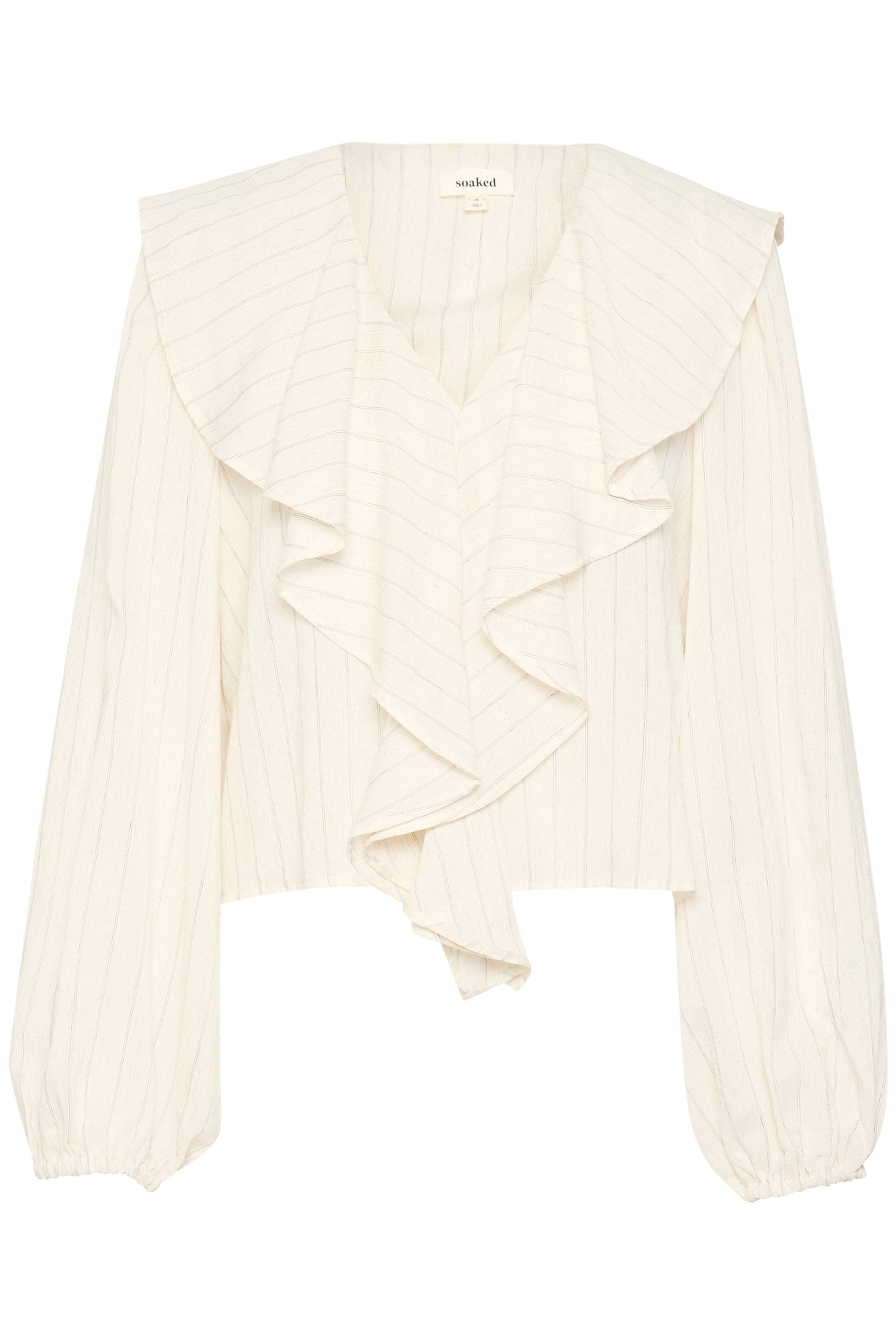 Soaked in Luxury Roya Ruffle Detail Blouse - Nature Stripe