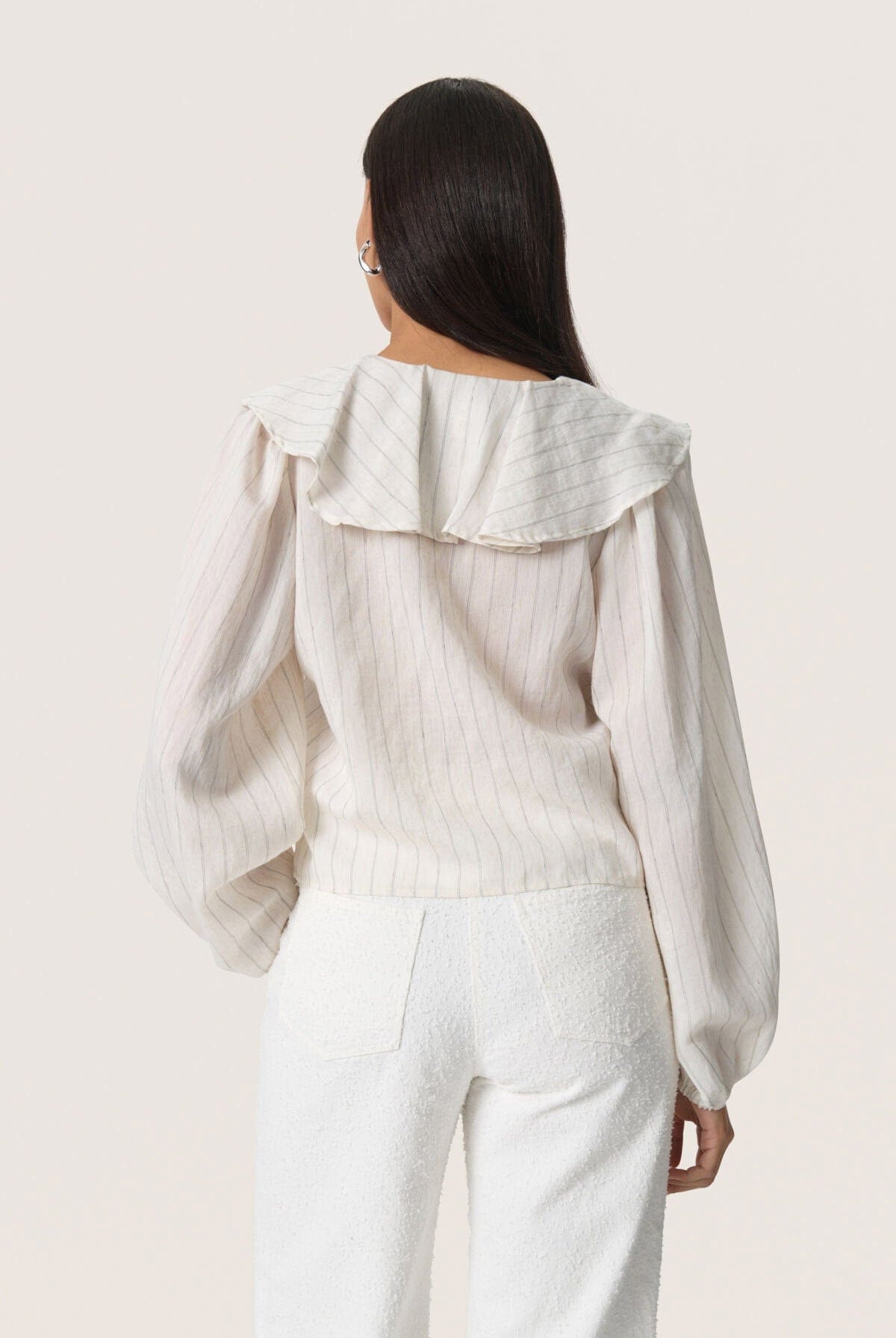 Soaked in Luxury Roya Ruffle Detail Blouse - Nature Stripe